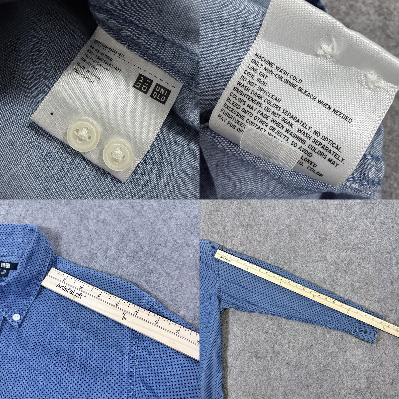 Uniqlo Uniqlo Men's Button-Down Shirt Long Sleeve Casual Blue Size XS Pocket Collar Fit Size US XS / EU 42 / 0 - 9 Thumbnail
