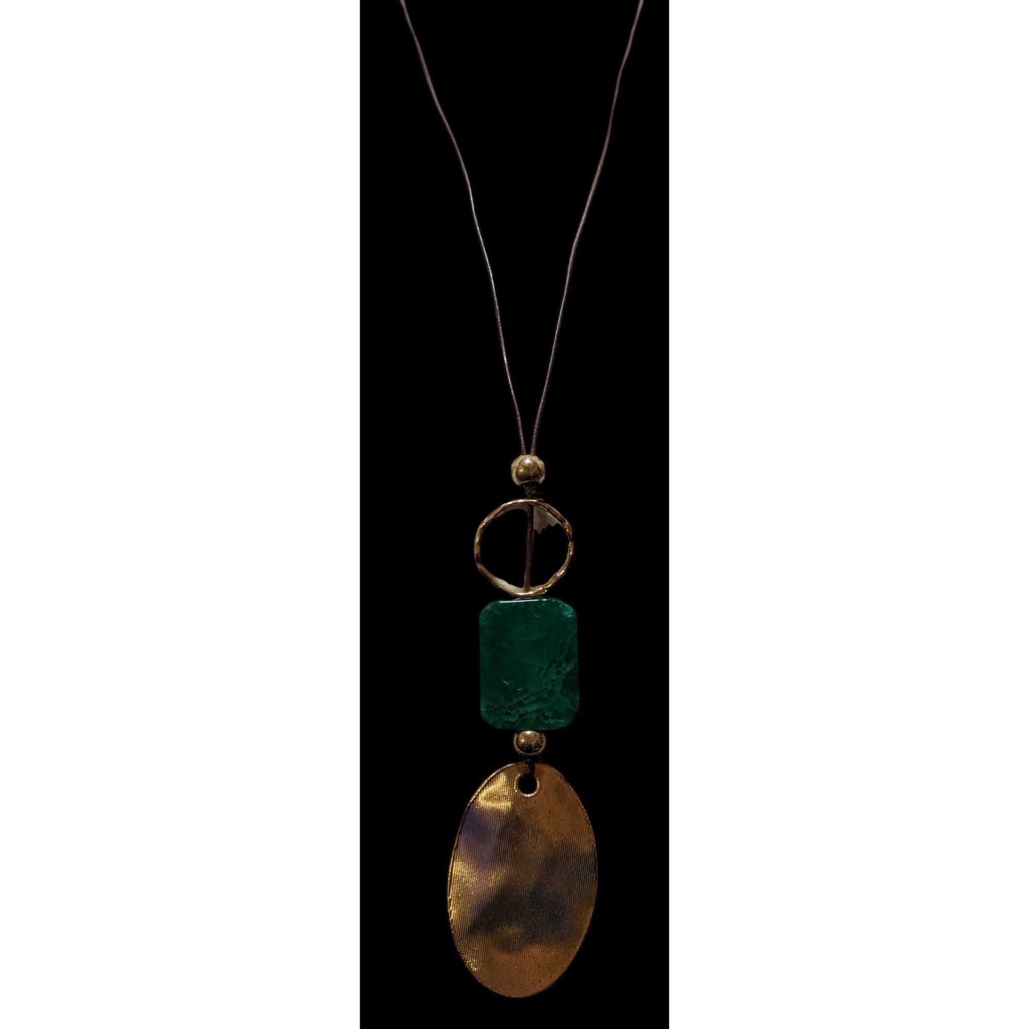 Other Vintage Bohemian Green And Gold Chunky Statement Necklace Size ONE SIZE - 4 Thumbnail