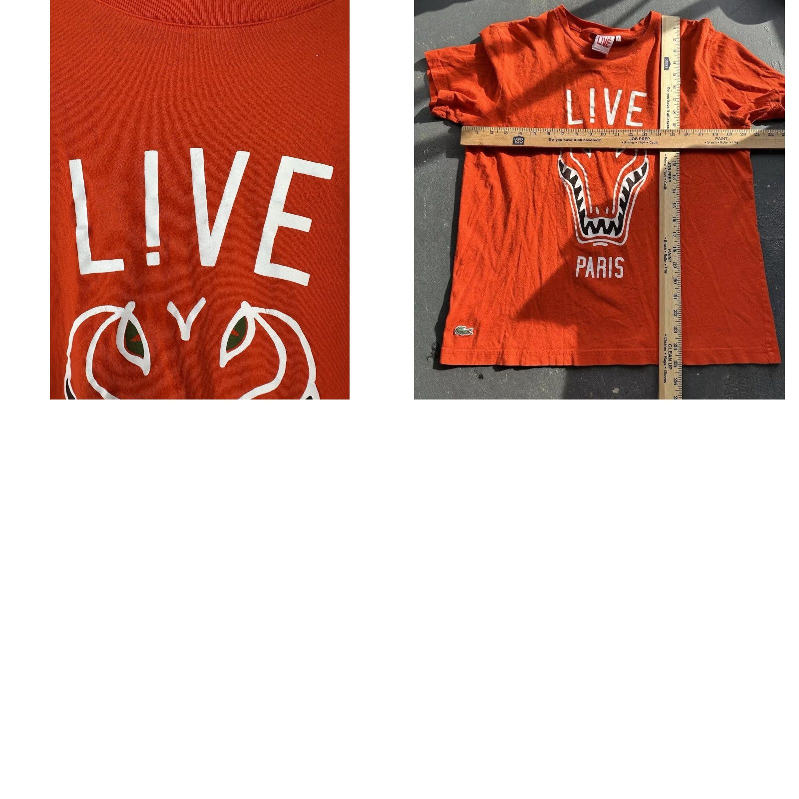 LACOSTE L!VE PARIS Mens T-Shirt Orange Short Sleeve Cotton Size 6 Crew Neck Regular Shirt