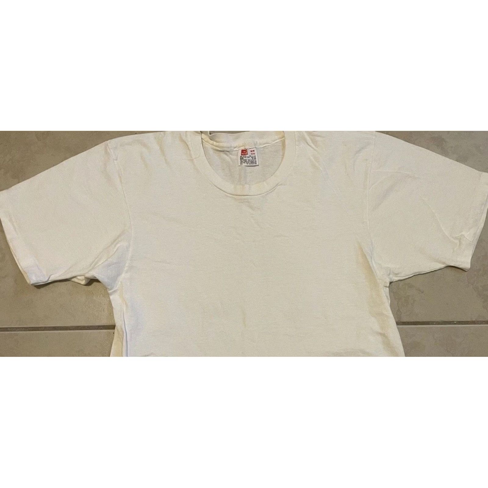 Hanes VINTAGE Hanes Faded Shirt XS Mens T-Shirt 80s 90s Grunge Biker Punk Skate Surf Trucker Mechanic White Distressed" Size US XS / EU 42 / 0 - 6 Thumbnail