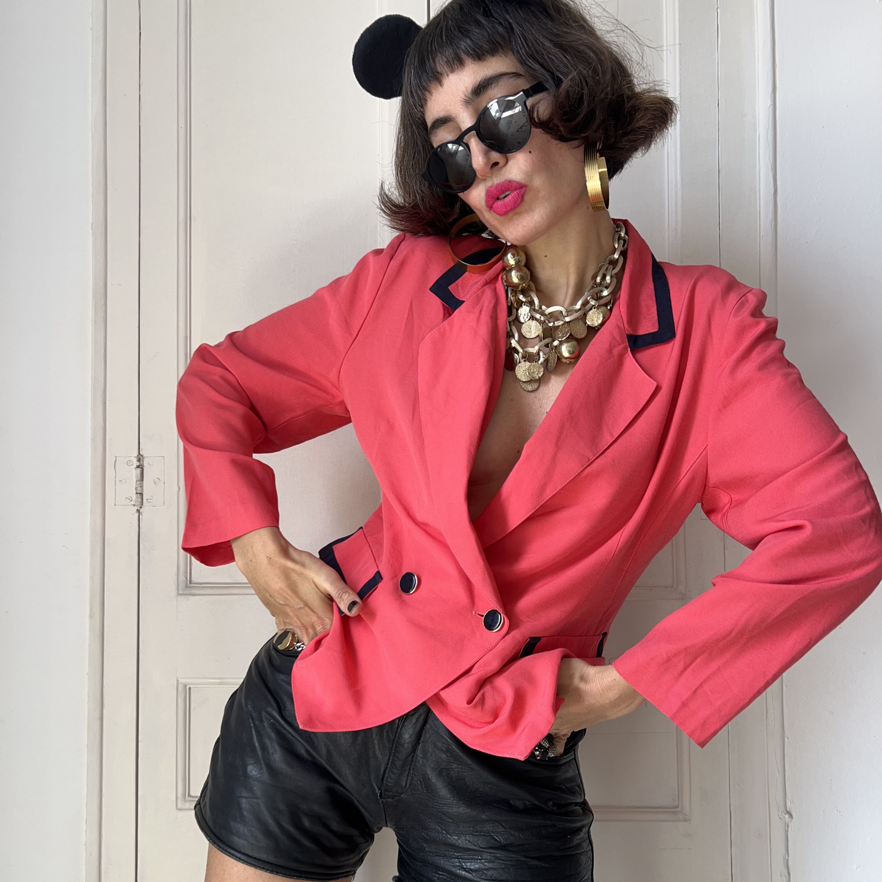 Vintage Vintage 90s Coral Pink Designer Blazer Size S / US 4 / IT 40 - 1 Thumbnail