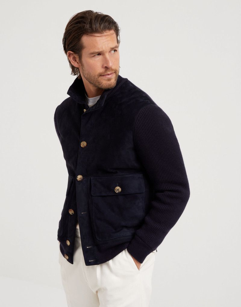 Brunello Cucinelli o1w1db10226 Padded Leather Jacket in Navy Blue Size US S / EU 44-46 / 1 - 2 Thumbnail