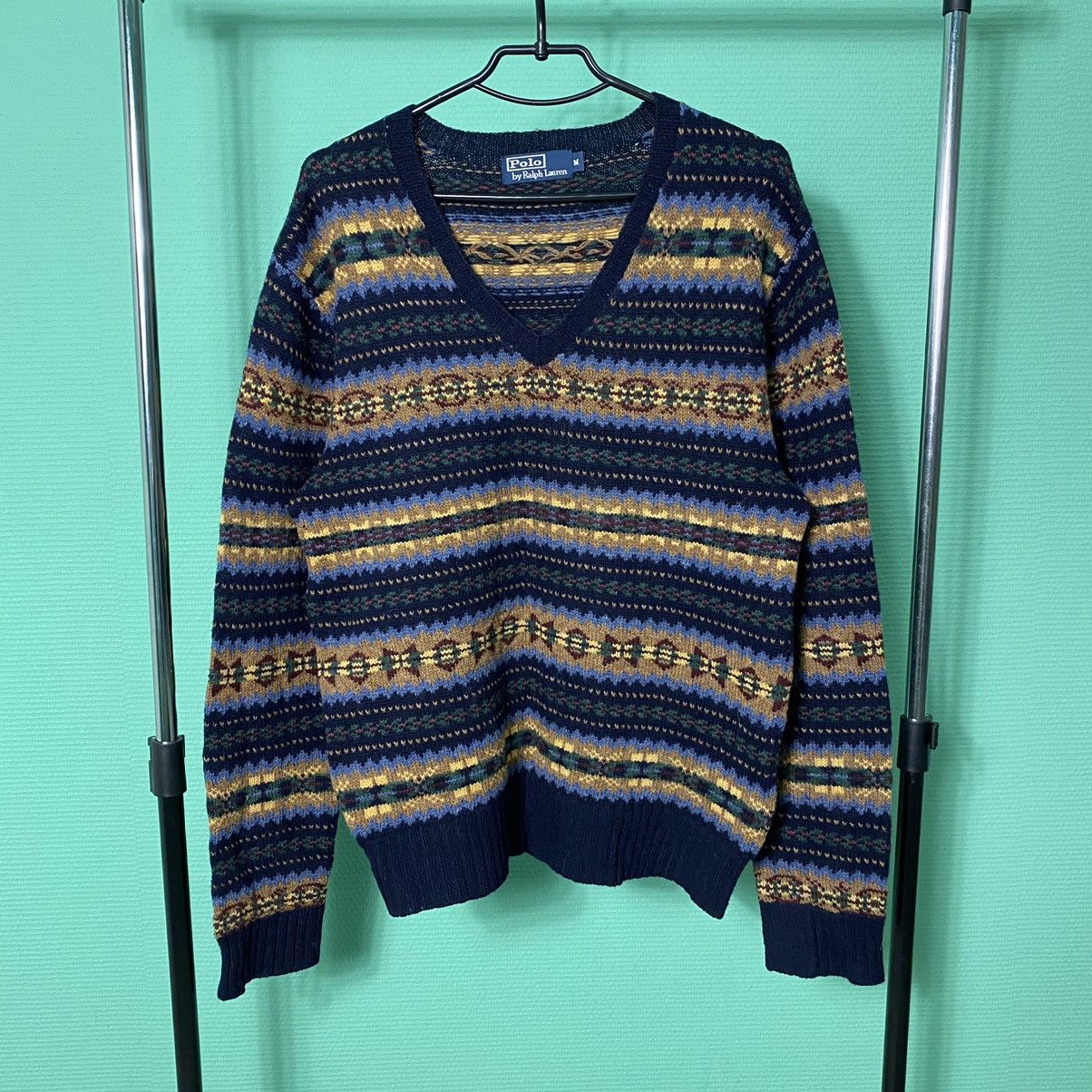 image of Wool Sweater Knit Polo Ralph Laurent Vintage, Men's (Size Medium)