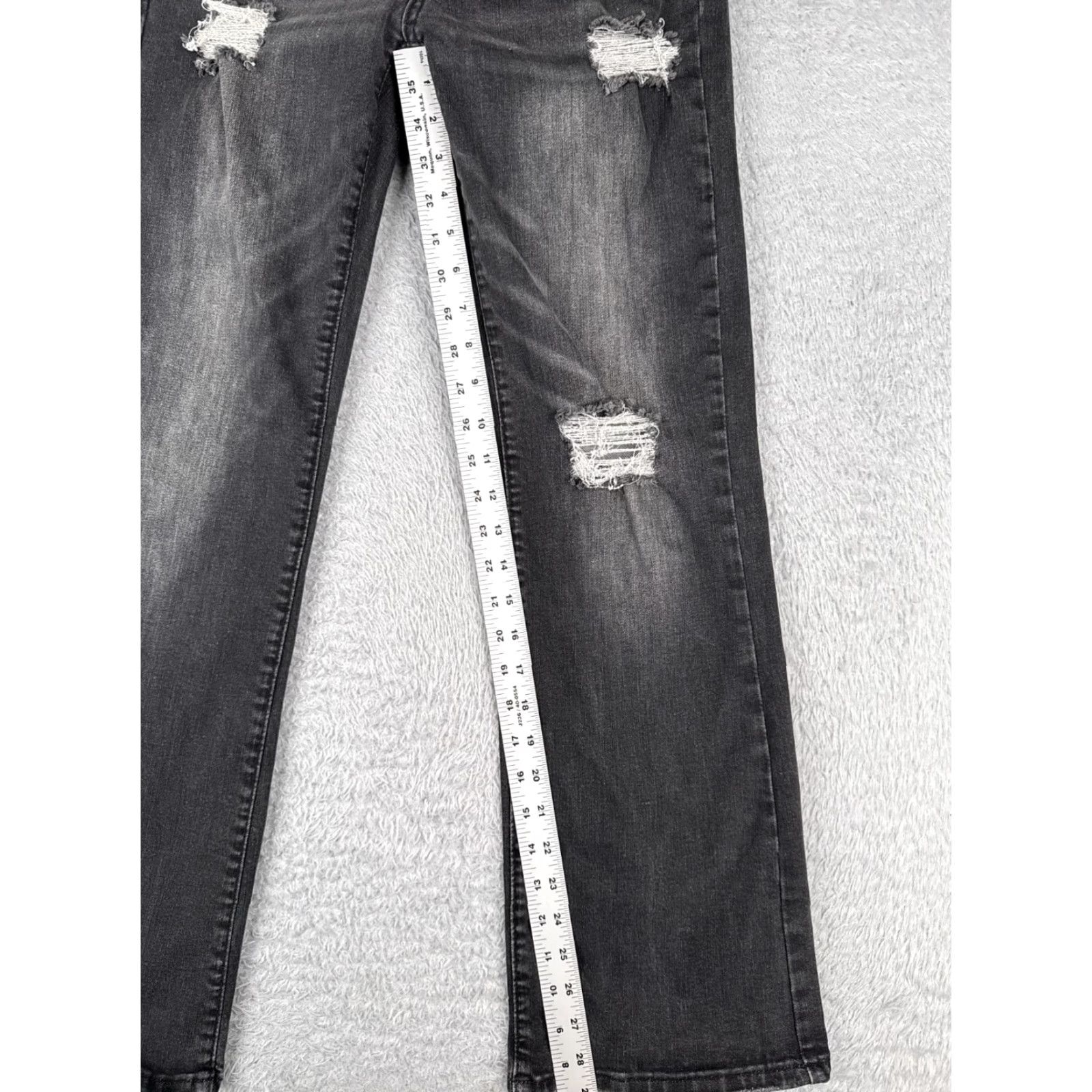 Vintage Women Jeans 26 Black Denim Flared Distressed Mid Rise Cotton Blend 26x29 Size 26" / US 2 / IT 38 - 7 Thumbnail