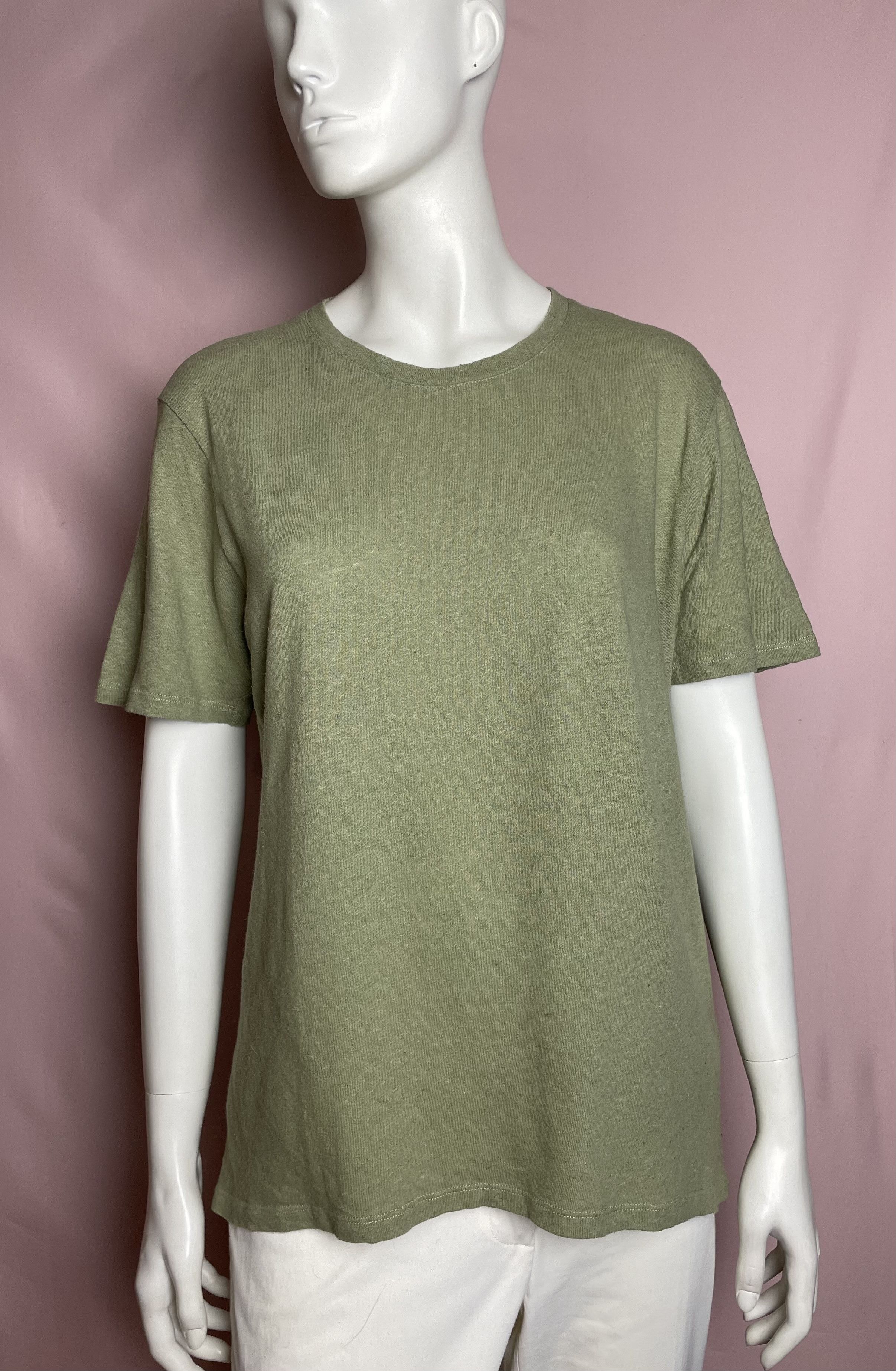 Sezane SEZANE Martha Khaki Cotton Linen T-shirt Size M / US 6-8 / IT 42-44 - 3 Thumbnail