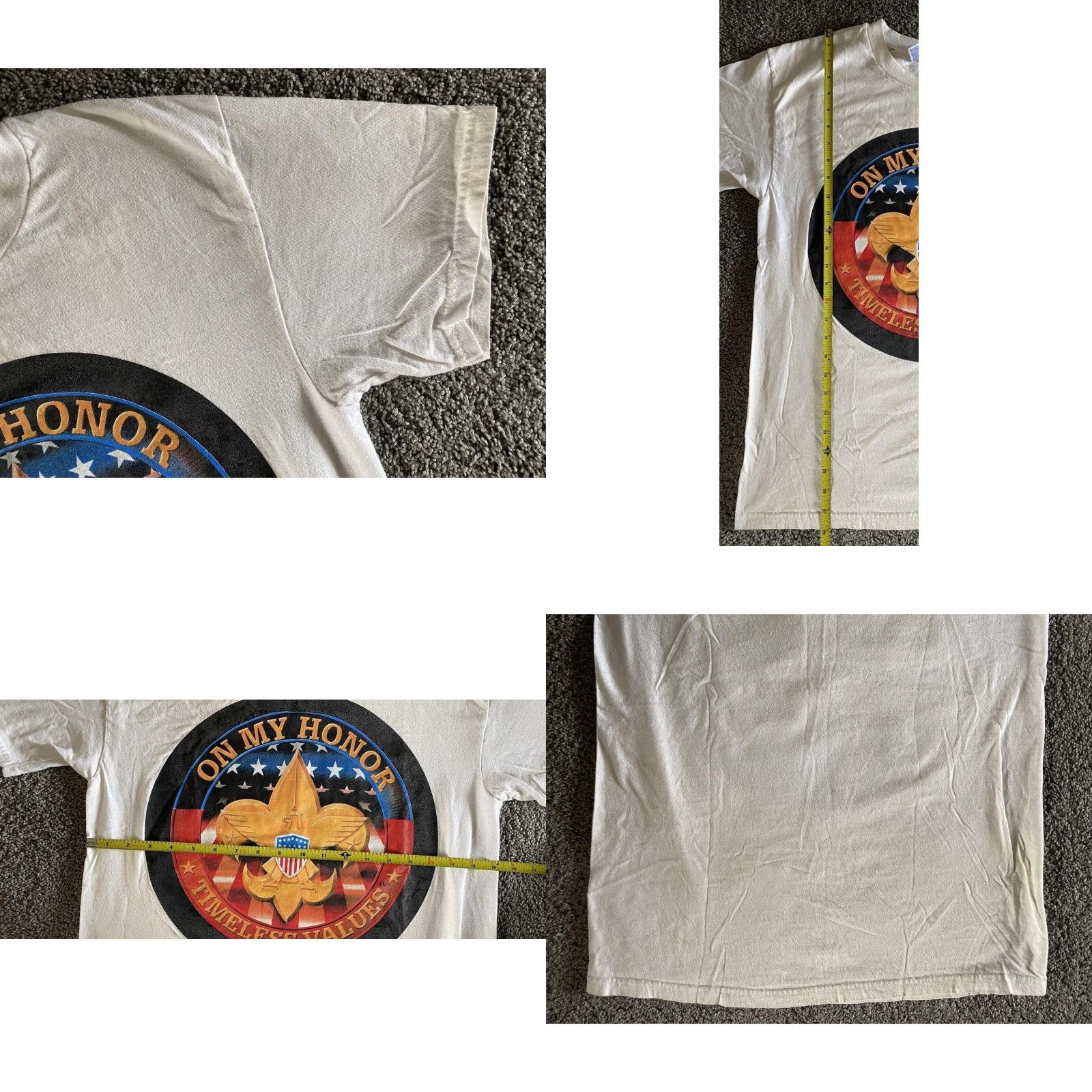 Hanes VINTAGE Hanes Beefy-T T-Shirt Men’s Adult M 38-40 On My Honor Boy Scouts White 90s Classic USA Outdoor Mens Size US M / EU 48-50 / 2 - 8 Thumbnail