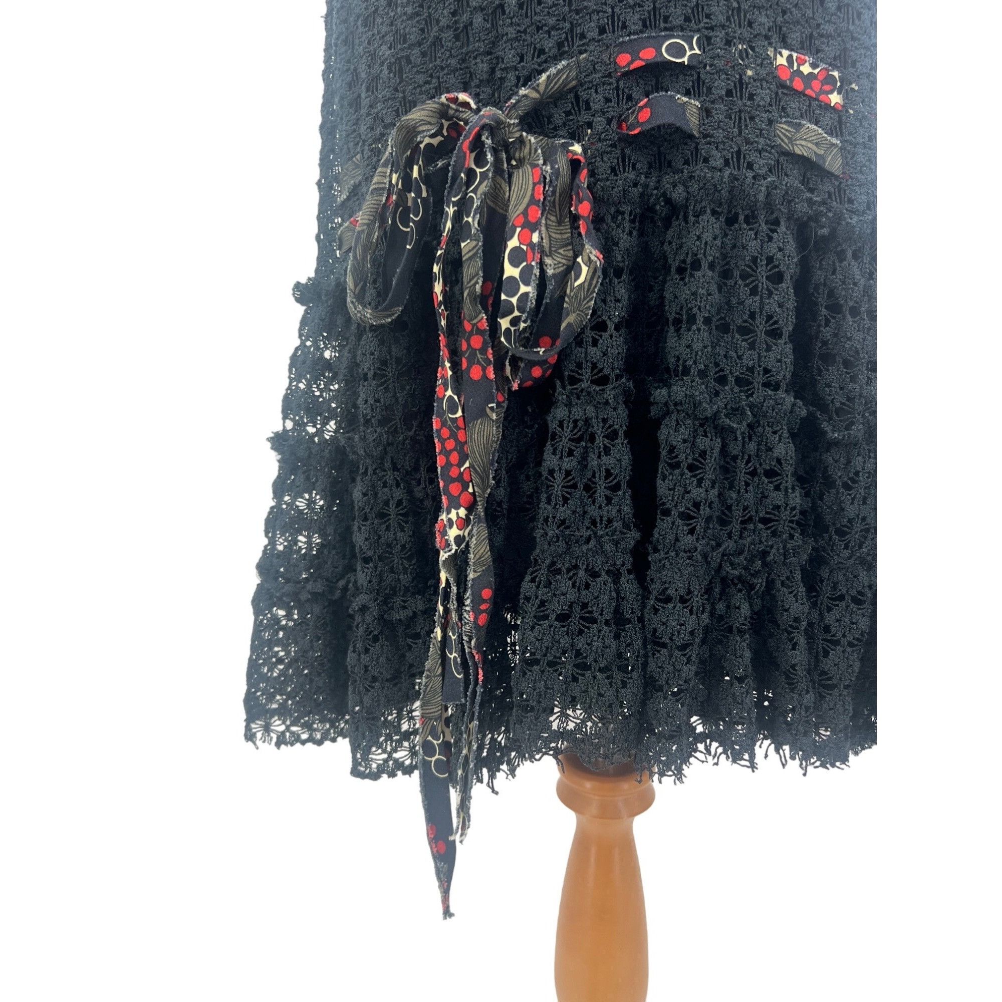 Free People VTG Free People Black Crochet Drop Waist Mini Dress| Whimsig Size M / US 6-8 / IT 42-44 - 5 Thumbnail
