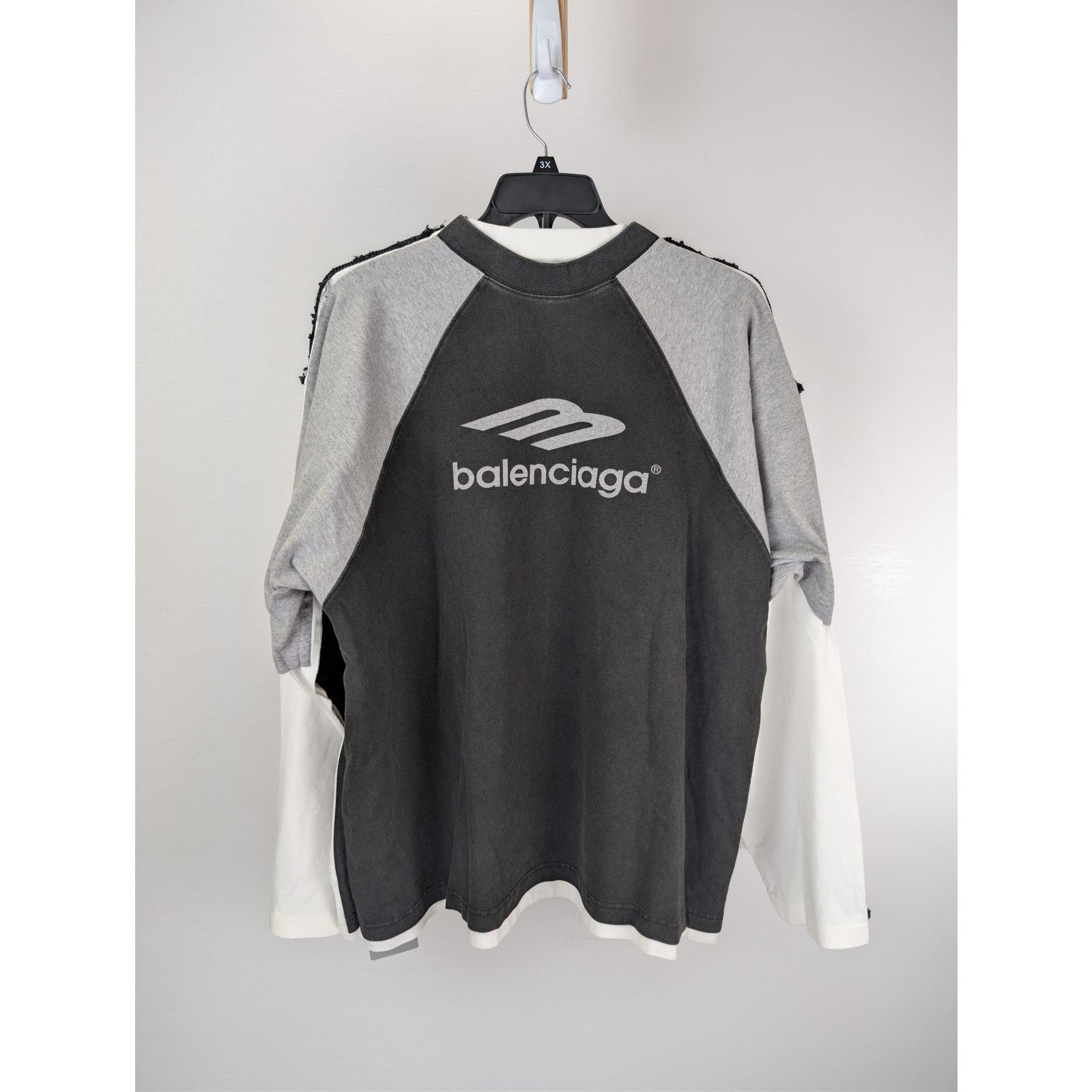 Balenciaga o1rshd1 Cotton Hybride Large Sweater T-Shirt in Black Size US L / EU 52-54 / 3 - 1 Thumbnail