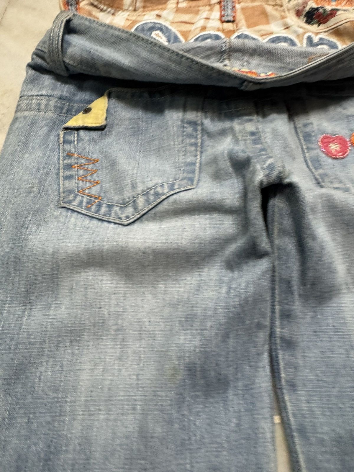 Japanese Brand 💥DOUBLE WAIST 90's💥BLUE MOON BLUE OCEAN EMBROIDERY LOGO RARE Size US 29 - 19 Thumbnail