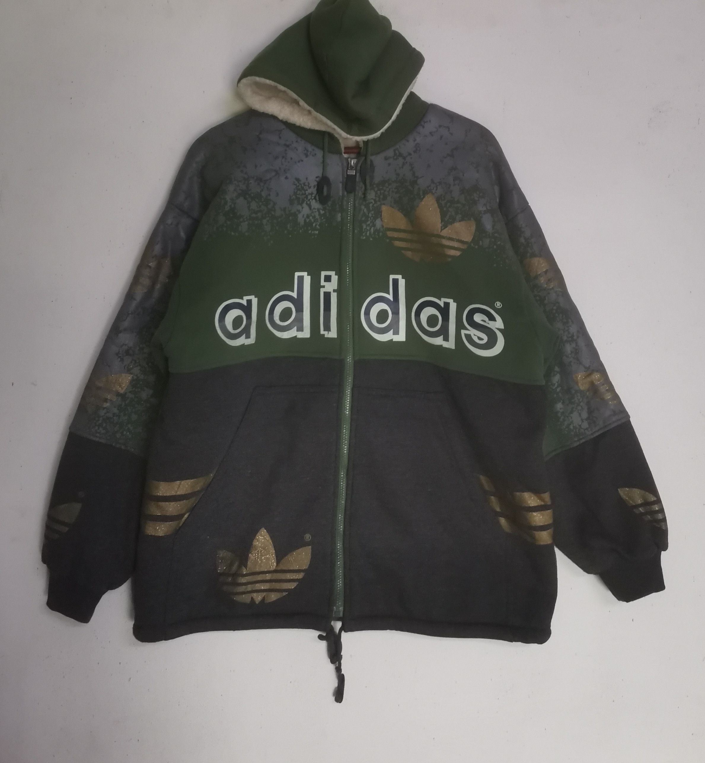 Adidas × Vintage Rare vintage Adidas three stripes big logo hoodies Size US L / EU 52-54 / 3 - 1 Thumbnail