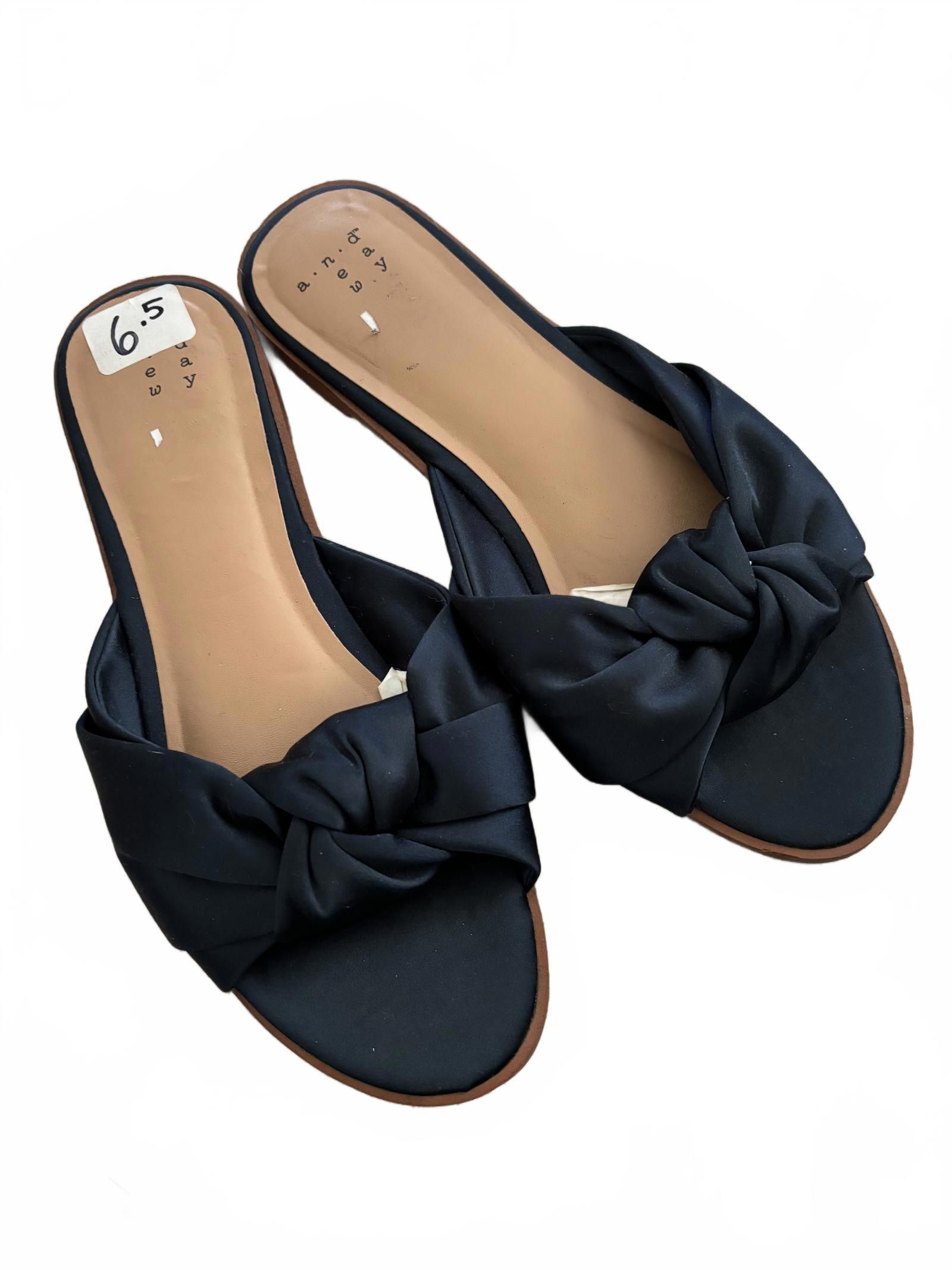 Designer EUC Retro Inspired Chic Navy Satin Slide Sandals - Size 6.5 Size US 6.5 / IT 36.5 - 3 Thumbnail