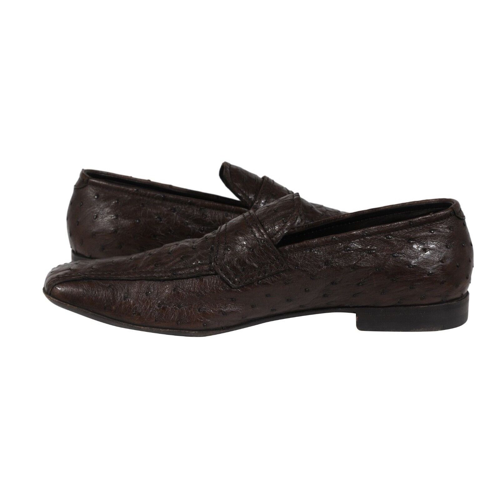 Prada Penny Loafers Brown Ostrich Leather Slip On - 02476 Size US 8 / EU 41 - 9 Thumbnail