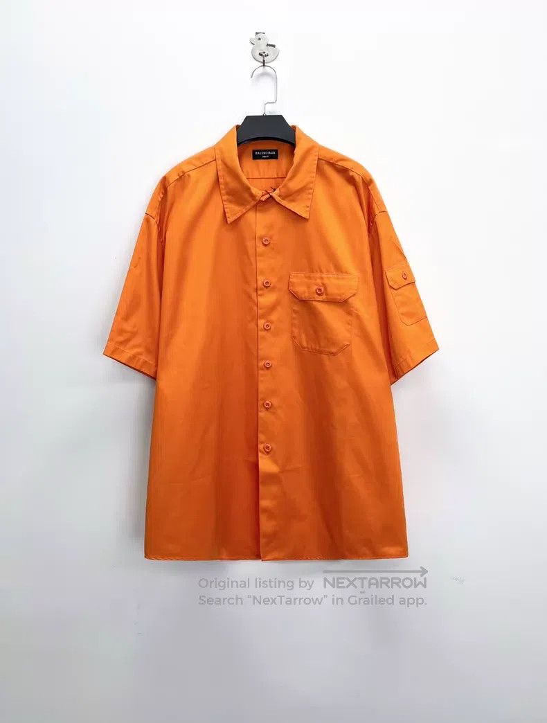 Balenciaga Balenciaga Orange Oversized Patch Pocket Utility Short Sle Size US M / EU 48-50 / 2 - 1 Thumbnail