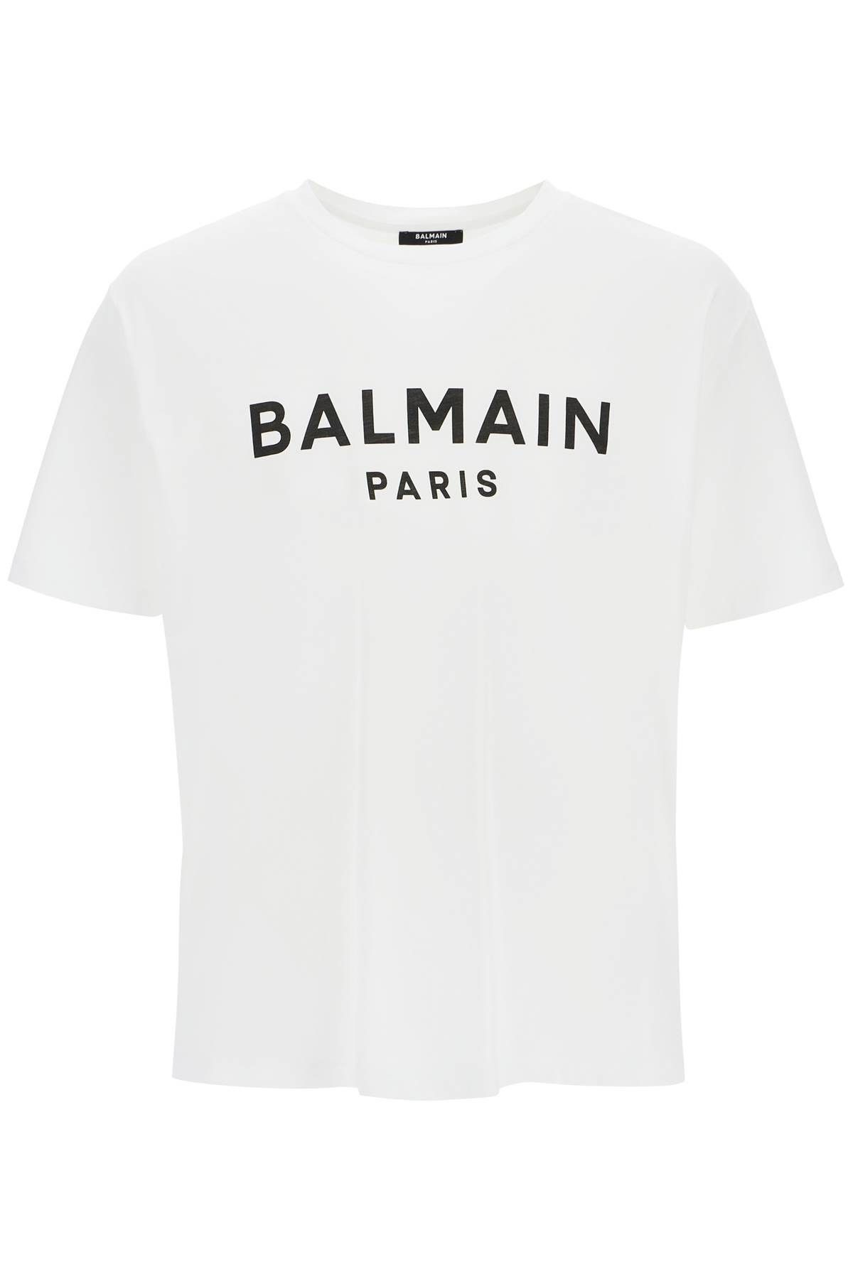 image of Balmain Logo Print T-Shirt in Blanc Noir, Men's (Size Small)