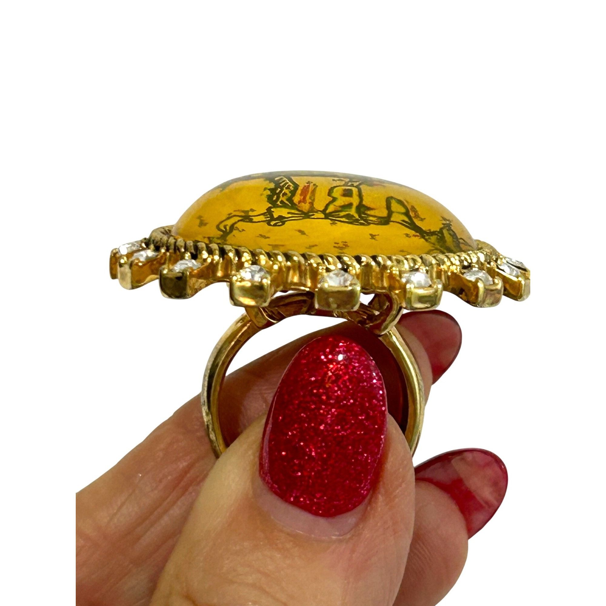 Betsey Johnson Betsy Johnson Tea Party Fashion Ring Vtg 7 Lucite Crystals G Size ONE SIZE - 13 Thumbnail