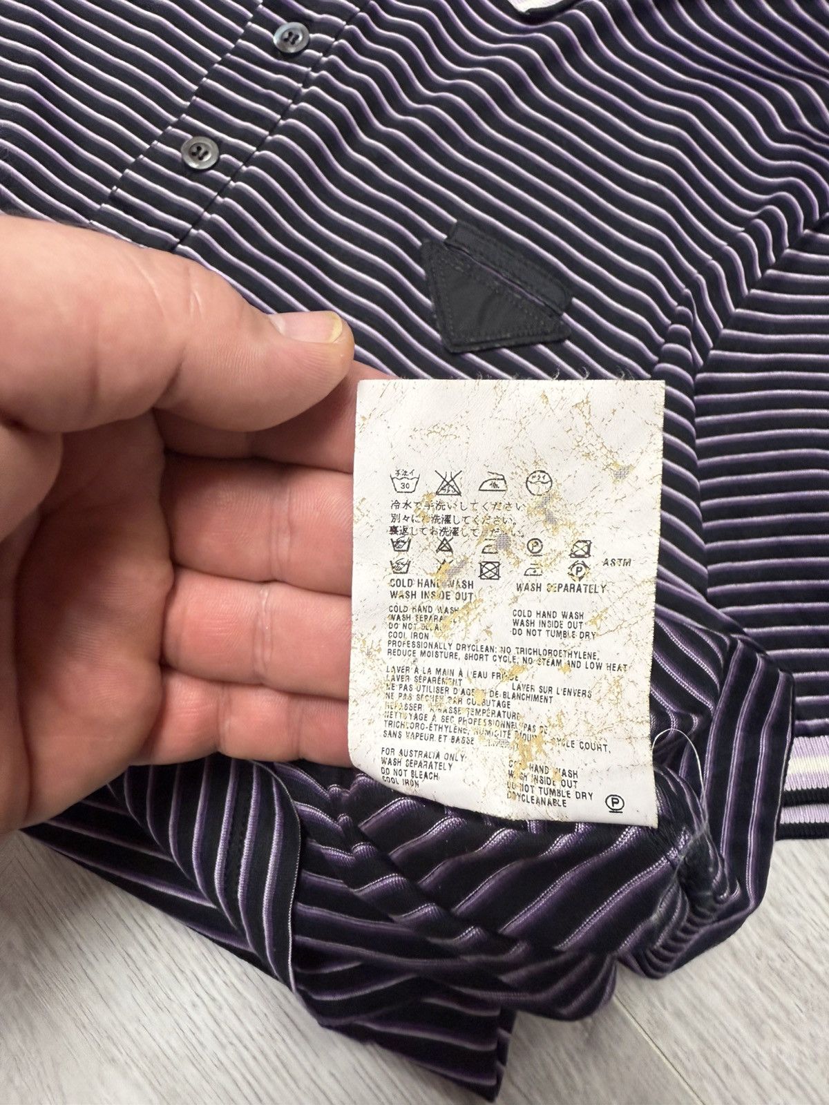 Prada Vintage Prada Men’s Striped Polo T-Shirt Triangle Logo Patch Size US L / EU 52-54 / 3 - 12 Thumbnail