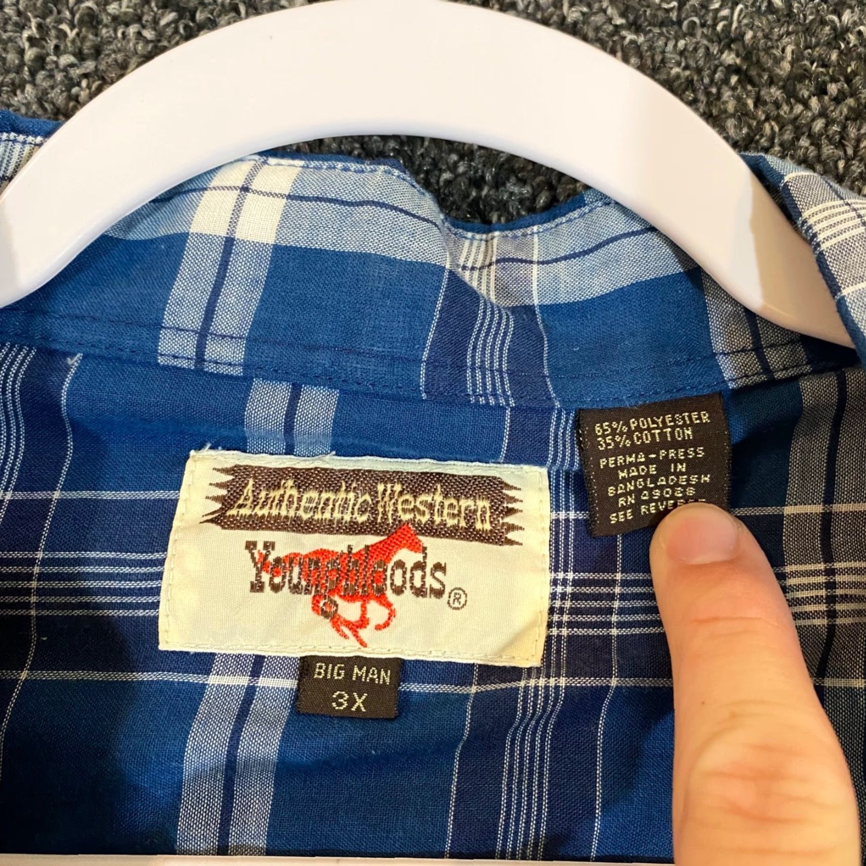 Vintage VINTAGE Youngbloods Shirt Mens 3X Big Man Blue Plaid Pearl Snap Western Wear Size US XXL / EU 58 / 5 - 2 Thumbnail