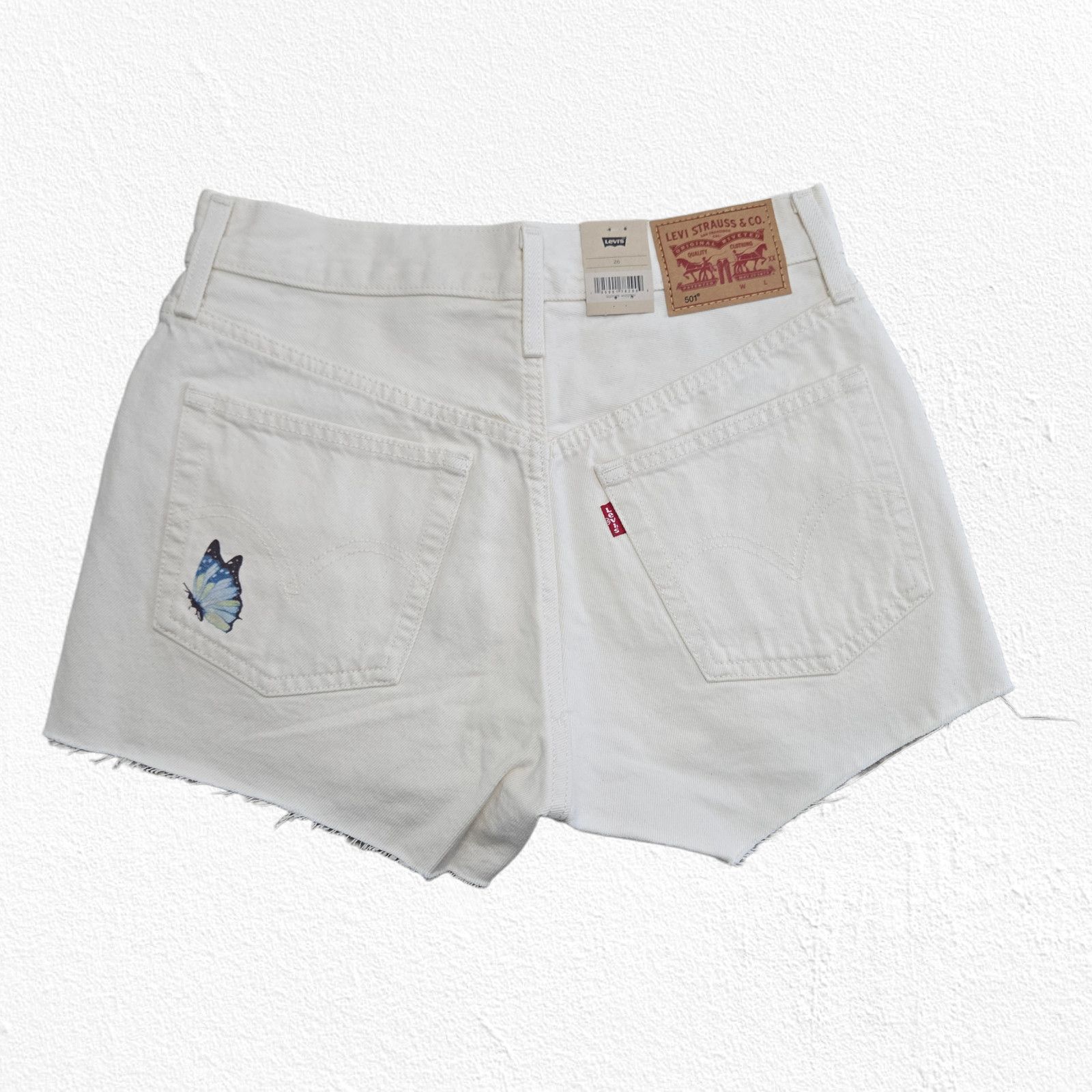 Levi's Levi’s 501 White Butterfly Cutoff Shorts Size 26 Size 26" / US 2 / IT 38 - 10 Thumbnail