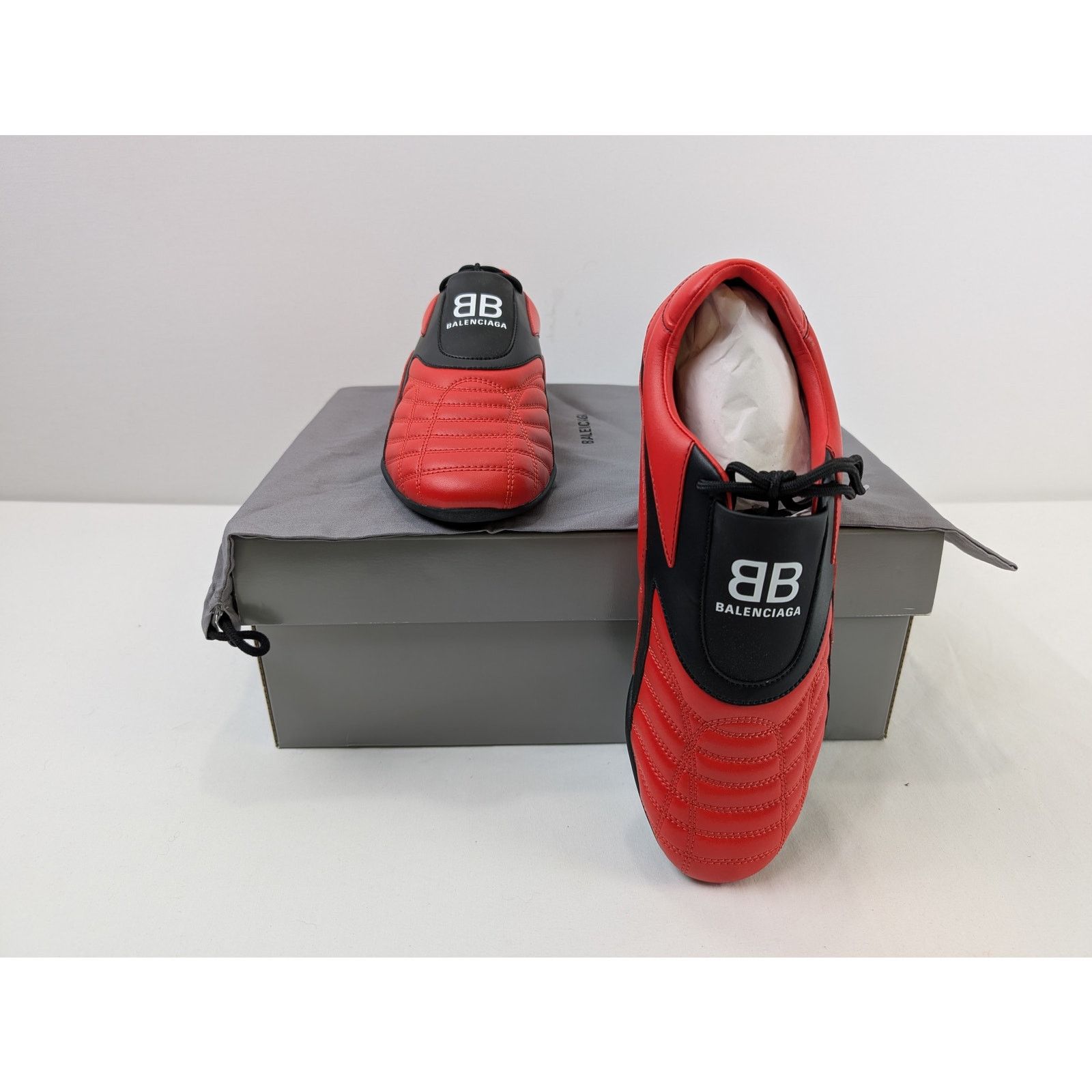 Balenciaga o1rshd1 Matt Leather Free Material Zen Sneaker in Red/Black Size US 9 / EU 42 - 21 Thumbnail