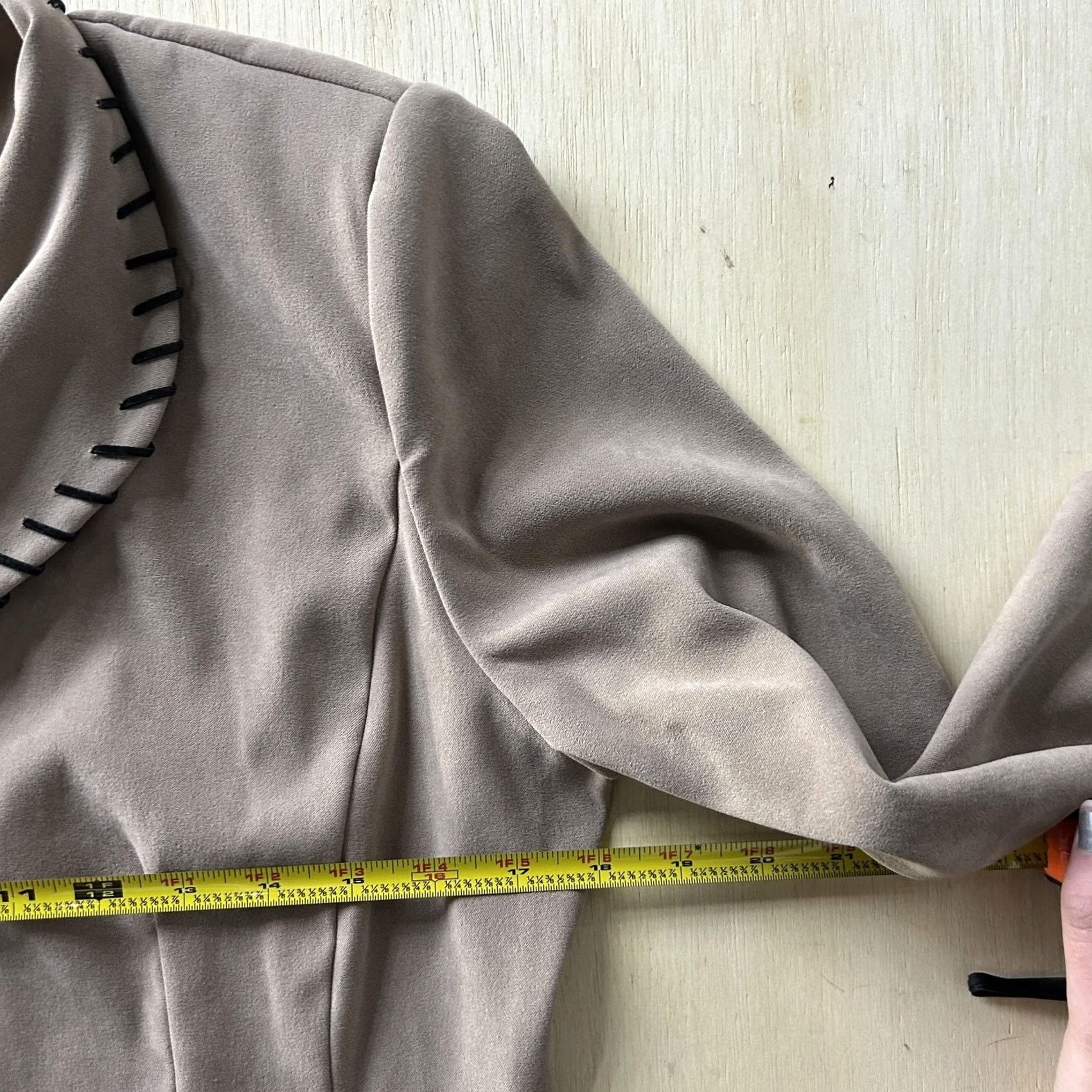 Vintage Studio 1940 Blazer Jacket Womens 6 Beige Stretch Shawl Collar Whipstitch Size M / US 6-8 / IT 42-44 - 3 Thumbnail