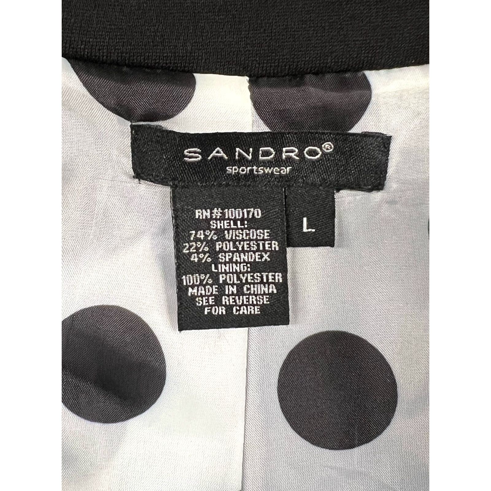 Sandro Sandro Blazer Women L Black / Polka Dot Button Collared 4-Button Solid Jacket Dressy Casual Workwear Designer Mens? Size L / US 10 / IT 46 - 5 Thumbnail