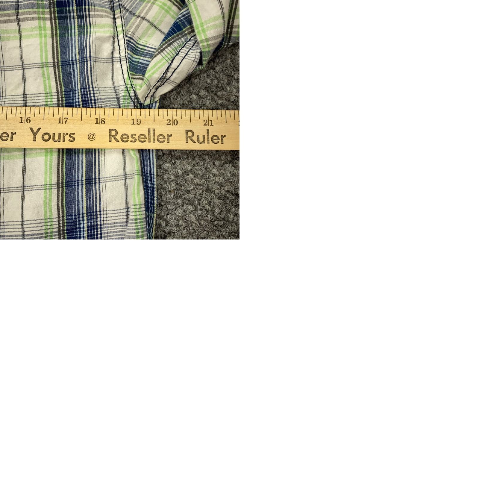Vintage Skully Mens Shirt Large Blue Green Plaid Snap Pockets Western Roll-Tab Sleeves Size US L / EU 52-54 / 3 - 9 Thumbnail