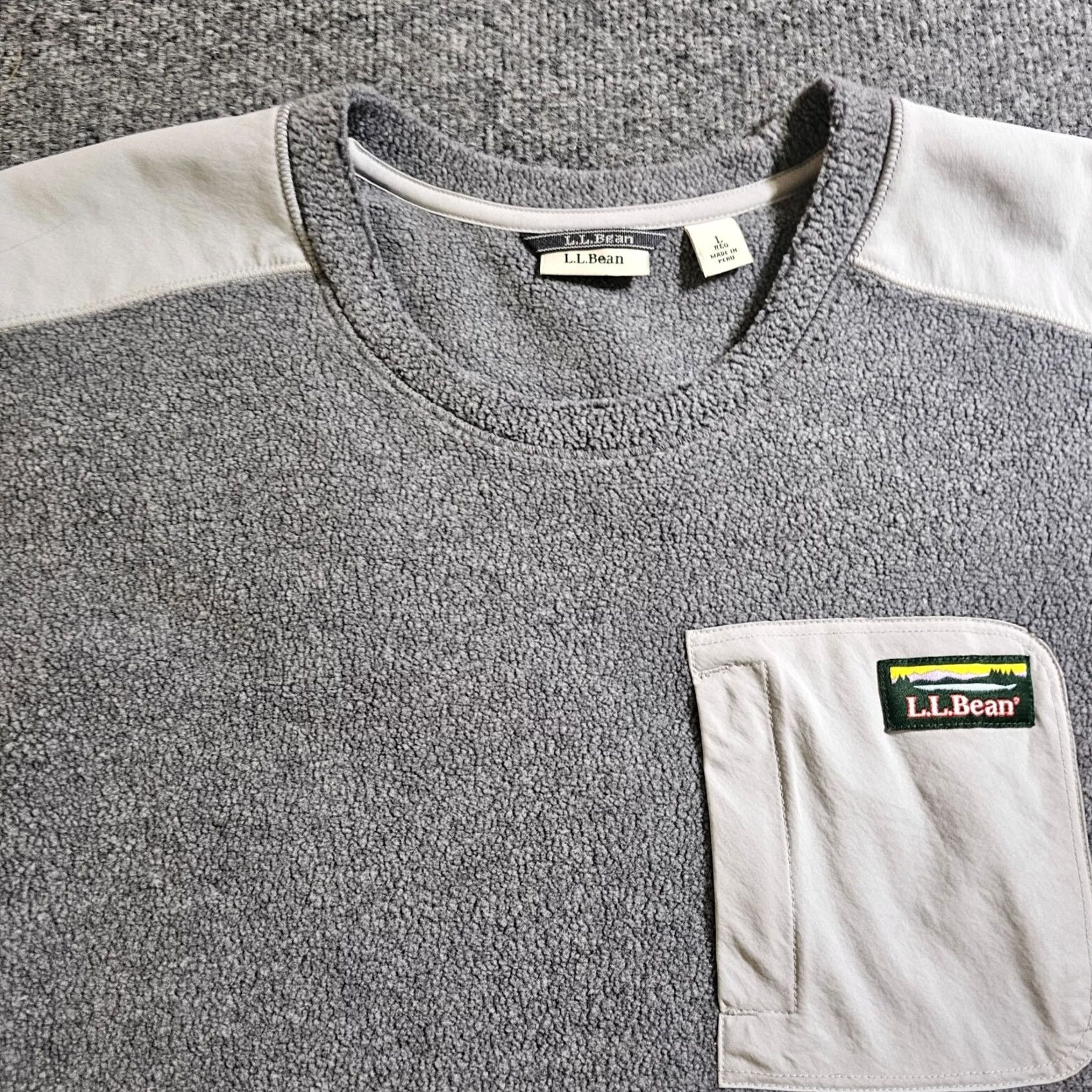 Vintage .L. Bean Top Sweater Women Large Gray Sherpa Crew Neck Long Outdoor Cozy - Size L / US 10 / IT 46 - 2 Thumbnail