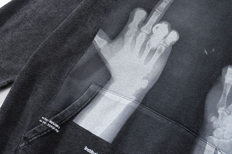 Japanese Brand × Vintage Xray Middle Finger 90s Design Oversized Hoodie Size US M / EU 48-50 / 2 - 5 Thumbnail