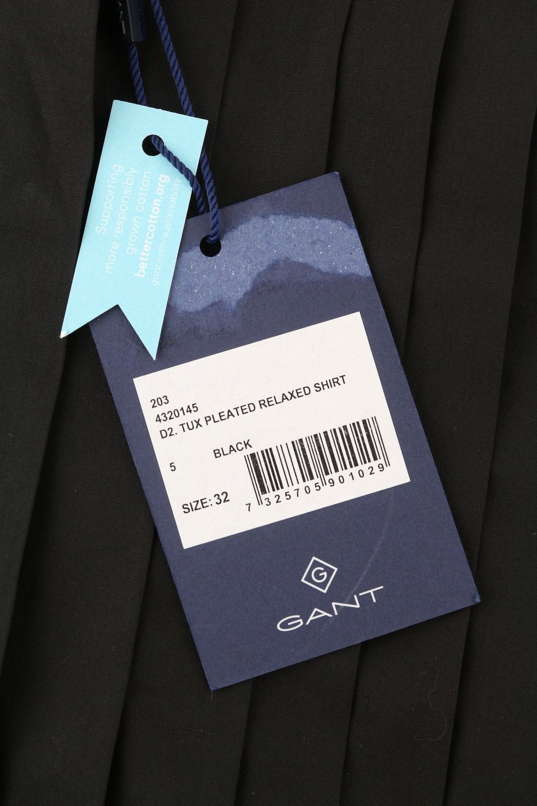 Gant TUX PLEATED EU32 Black Button-Up Band Neck Shirt 85002 Size XS / US 0-2 / IT 36-38 - 7 Thumbnail
