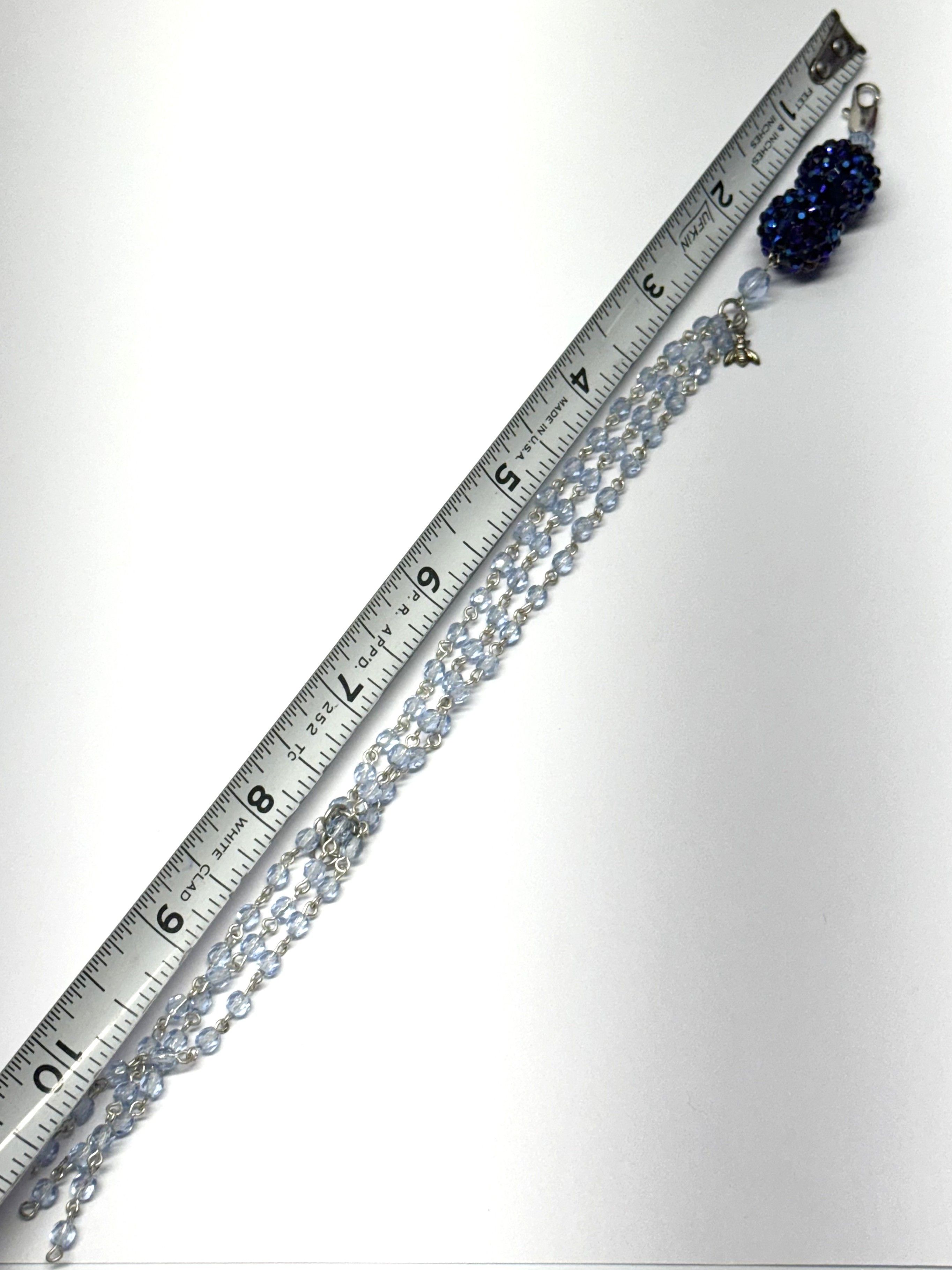 Vintage Vintage blue crystal beaded tassel rhinestone bracelet Size ONE SIZE - 4 Thumbnail