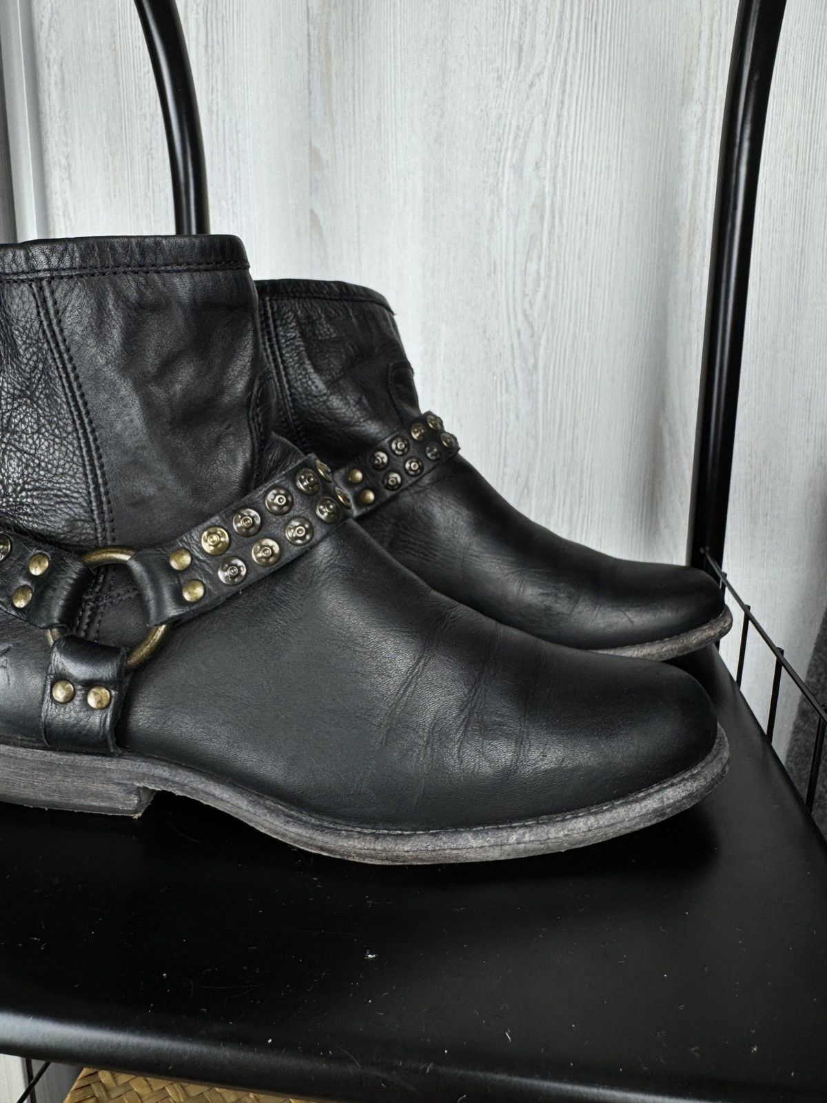 Frye Frye Phillip Studded Harness Boots Mid Calf Leather Studs 9B Size US 9 / IT 39 - 4 Thumbnail