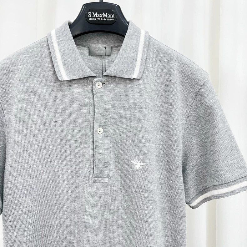 Dior Dior Gray Embroidered Bee Short Sleeve Polo-2506 Size US M / EU 48-50 / 2 - 3 Thumbnail
