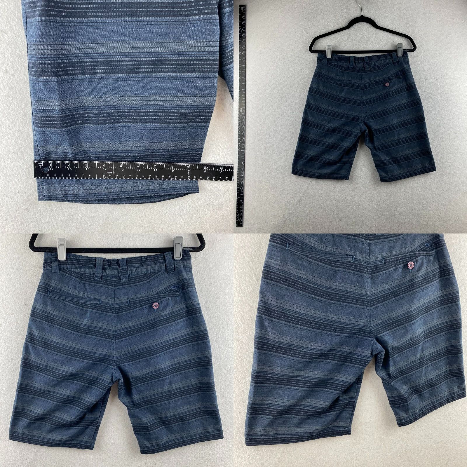 O'Neill O'Neill Mens Shorts 28 Blue Striped Chino Slash Pockets Logo Casual Short Size US 28 / EU 44 - 9 Thumbnail