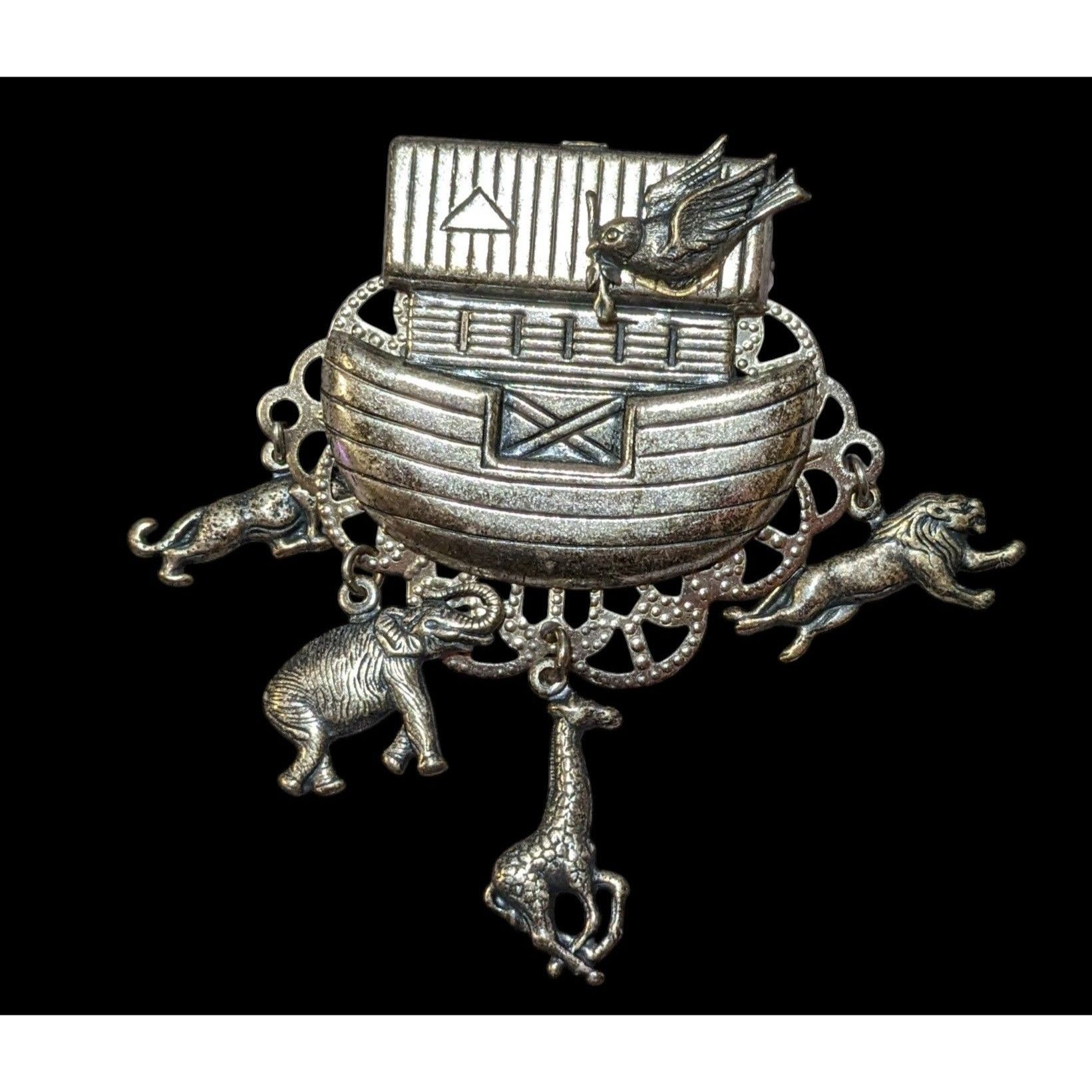 Other Vintage Noah's Ark Silver Tone Animal Charm Brooch Size ONE SIZE - 1 Thumbnail