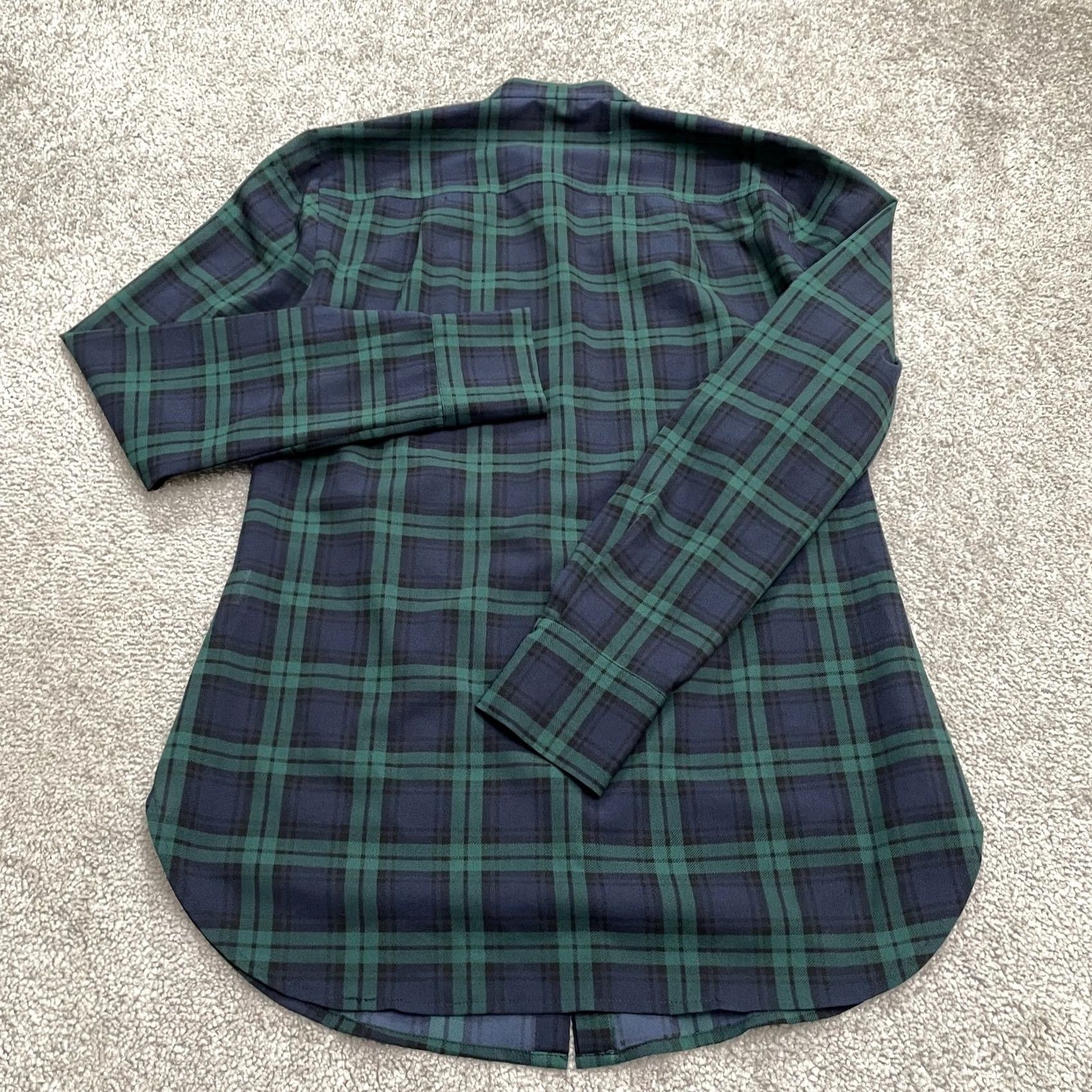 J.Crew J.CREW Shirt Womens 2XS Drapey Tuxedo Pleated Women XXS Blue Green Plaid Long Sleeve Cotton Size XXS / US 00 / IT 34 - 2 Thumbnail