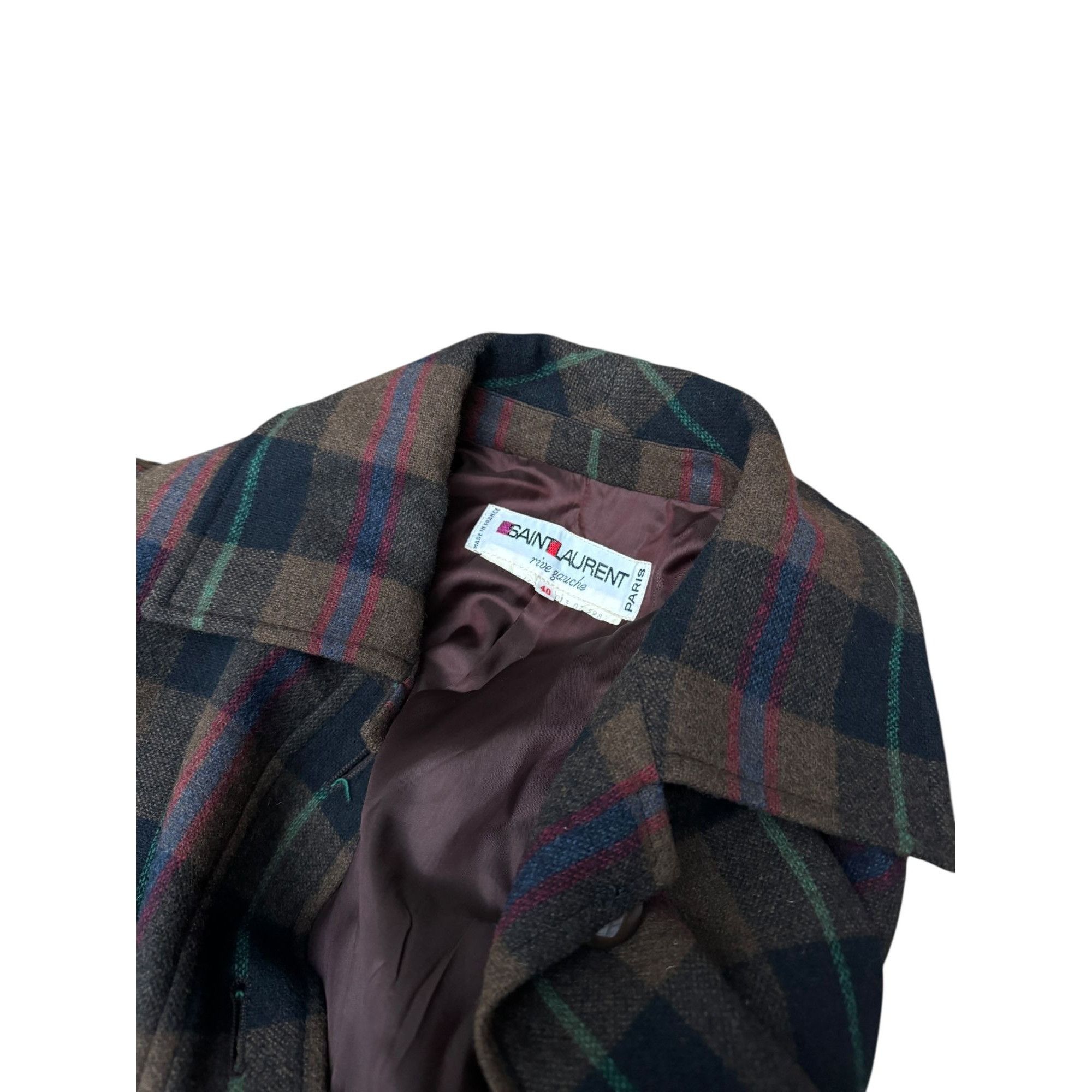 Yves Saint Laurent FW 1976 Brown & Black Checkered Plaid Wool Coat Size M / US 6-8 / IT 42-44 - 5 Thumbnail