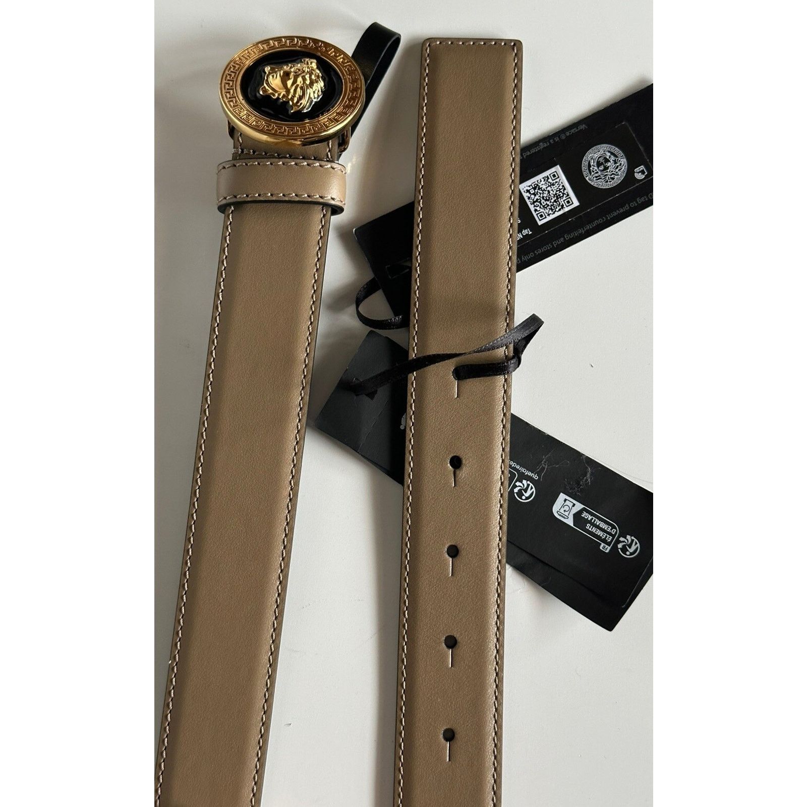 Versace Versace Medusa-Buckle Brown Slim Leather Belt 42 1012369 Size 42 - 8 Thumbnail