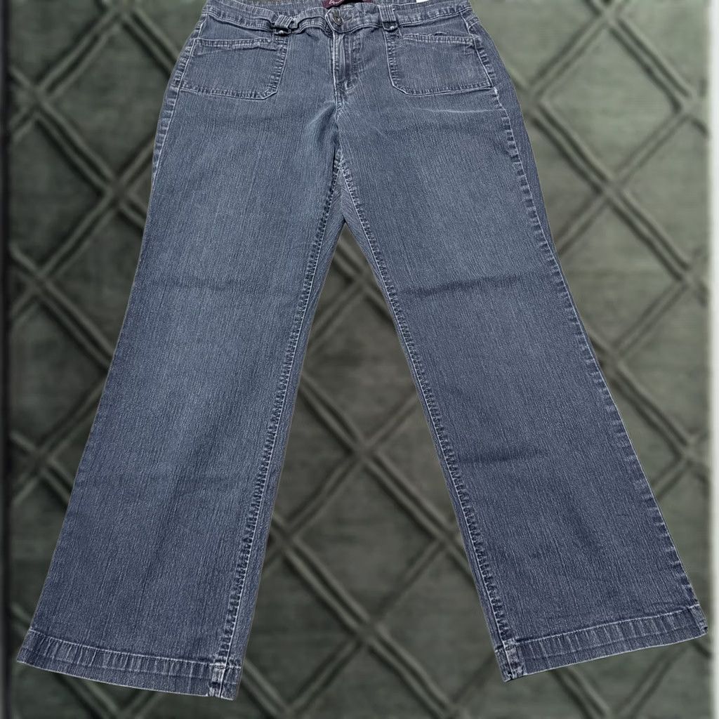 Gloria Vanderbilt Gloria Vanderbilt Jeans Women Gray Bootcut Denim Dark Wash 12 Short Stretch Regular Rise Mid 8.5-10.5 Women Size 34" / US 12 / IT 48 - 1 Thumbnail