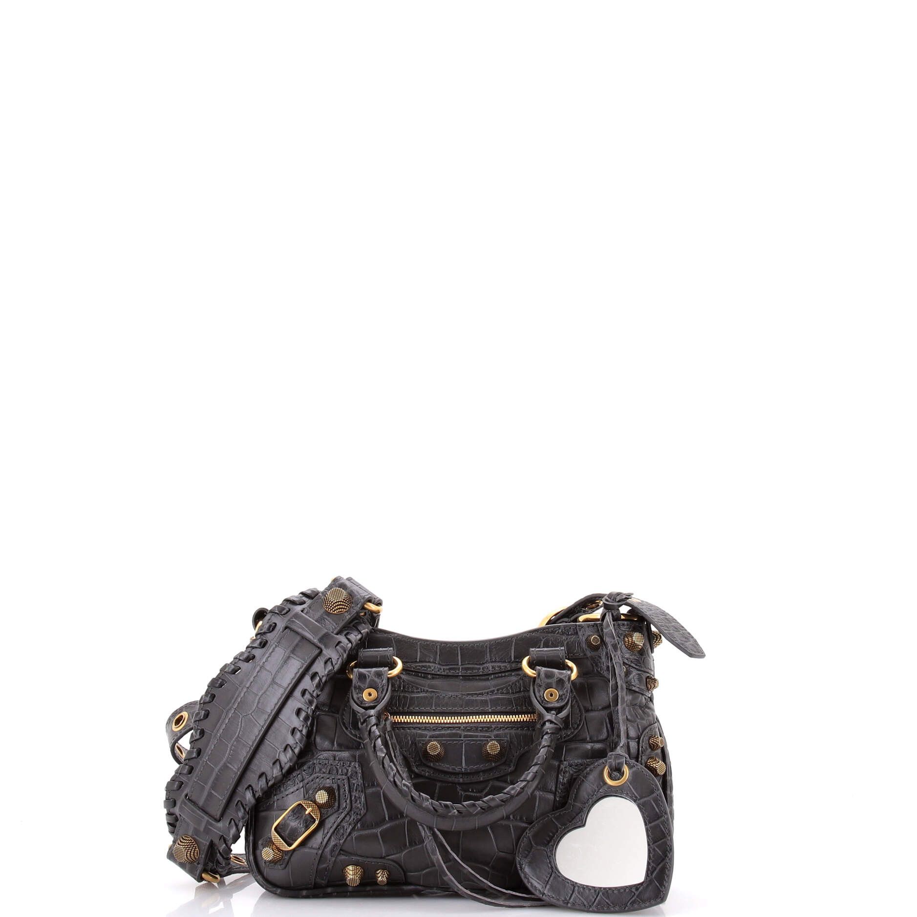 Balenciaga Le Cagole Giant Studs Tote Crocodile Embossed Leather Small Size ONE SIZE - 1 Thumbnail