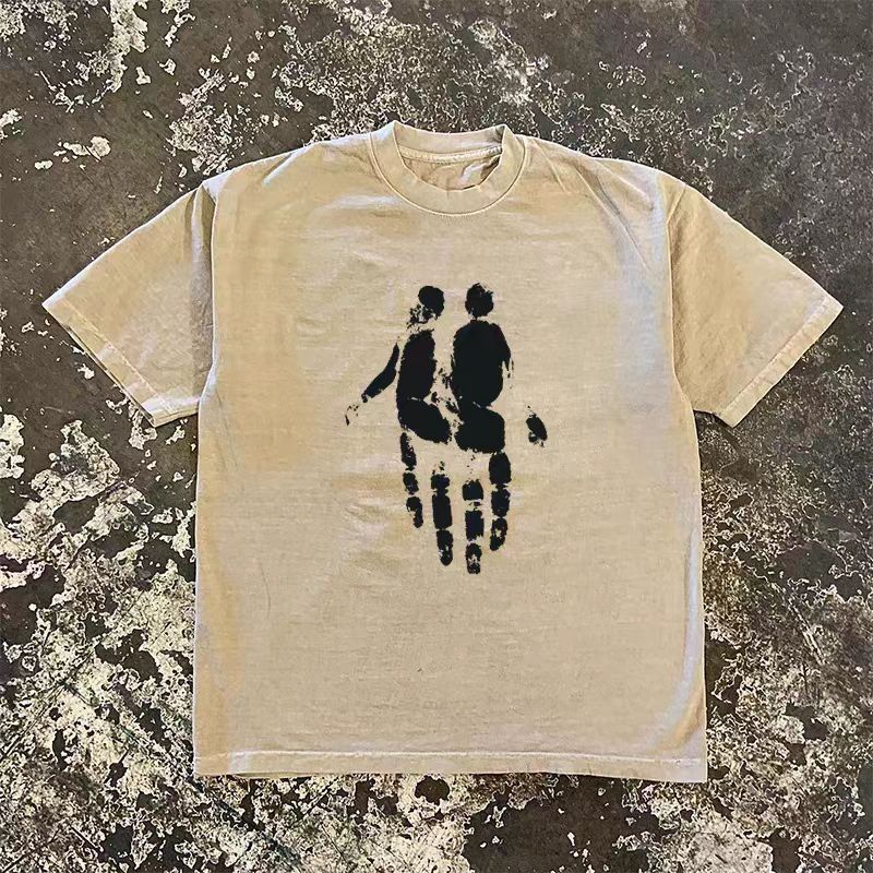 Other Beige street wash hand pattern loose t-shirt Size US M / EU 48-50 / 2 - 1 Thumbnail