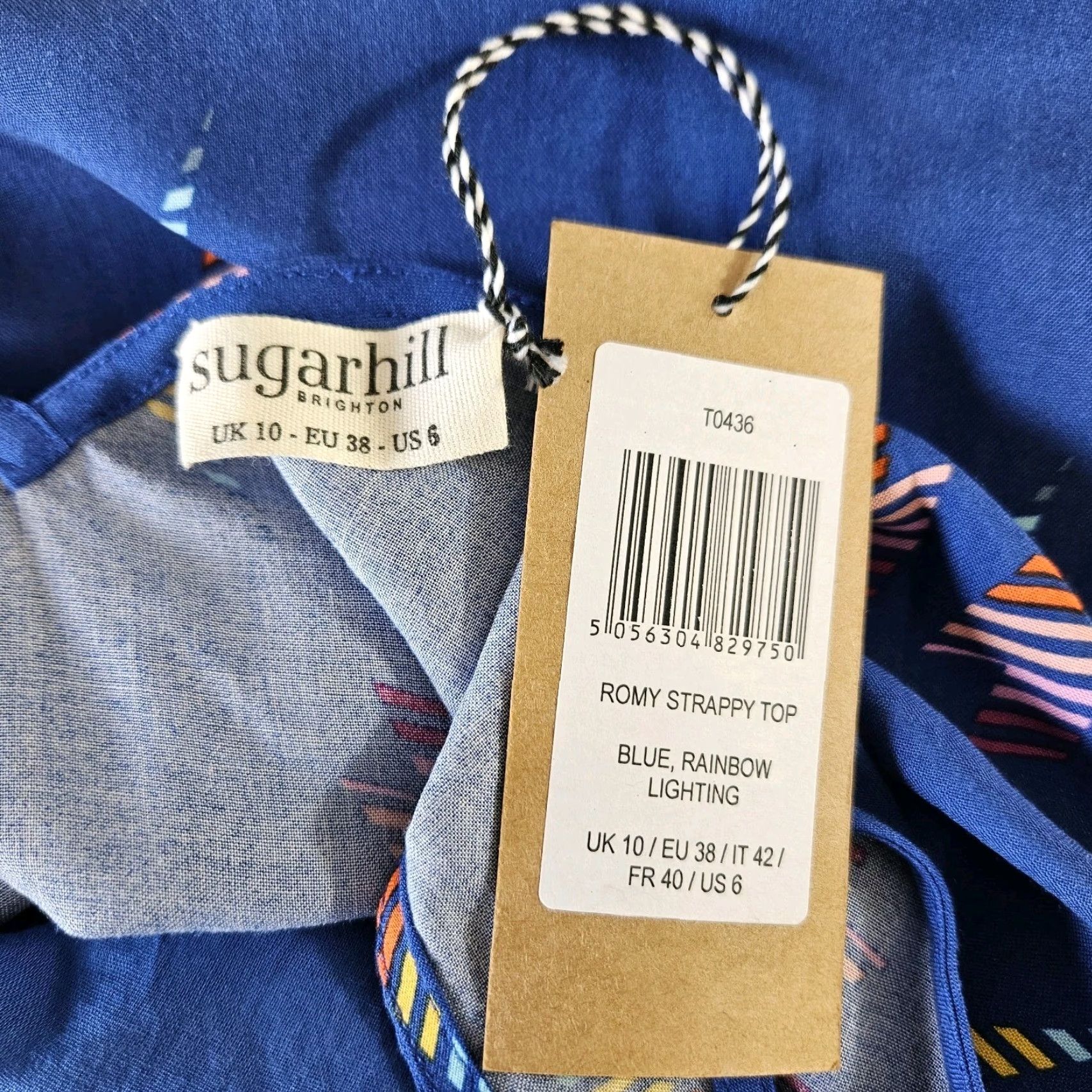 Vintage Sugarhill Tank Top Womens Sz 6 Blue V-Neck Sleeveless Casual Size M / US 6-8 / IT 42-44 - 5 Thumbnail