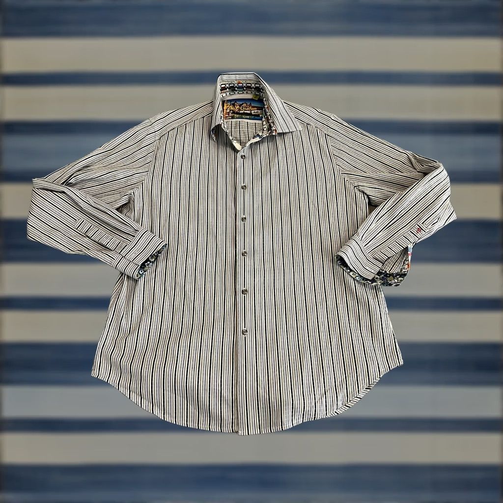 Robert Graham Robert Graham Long Sleeve Button-Up Shirt Mens L Multicolor Striped Cotton Shirt Size US L / EU 52-54 / 3 - 1 Thumbnail