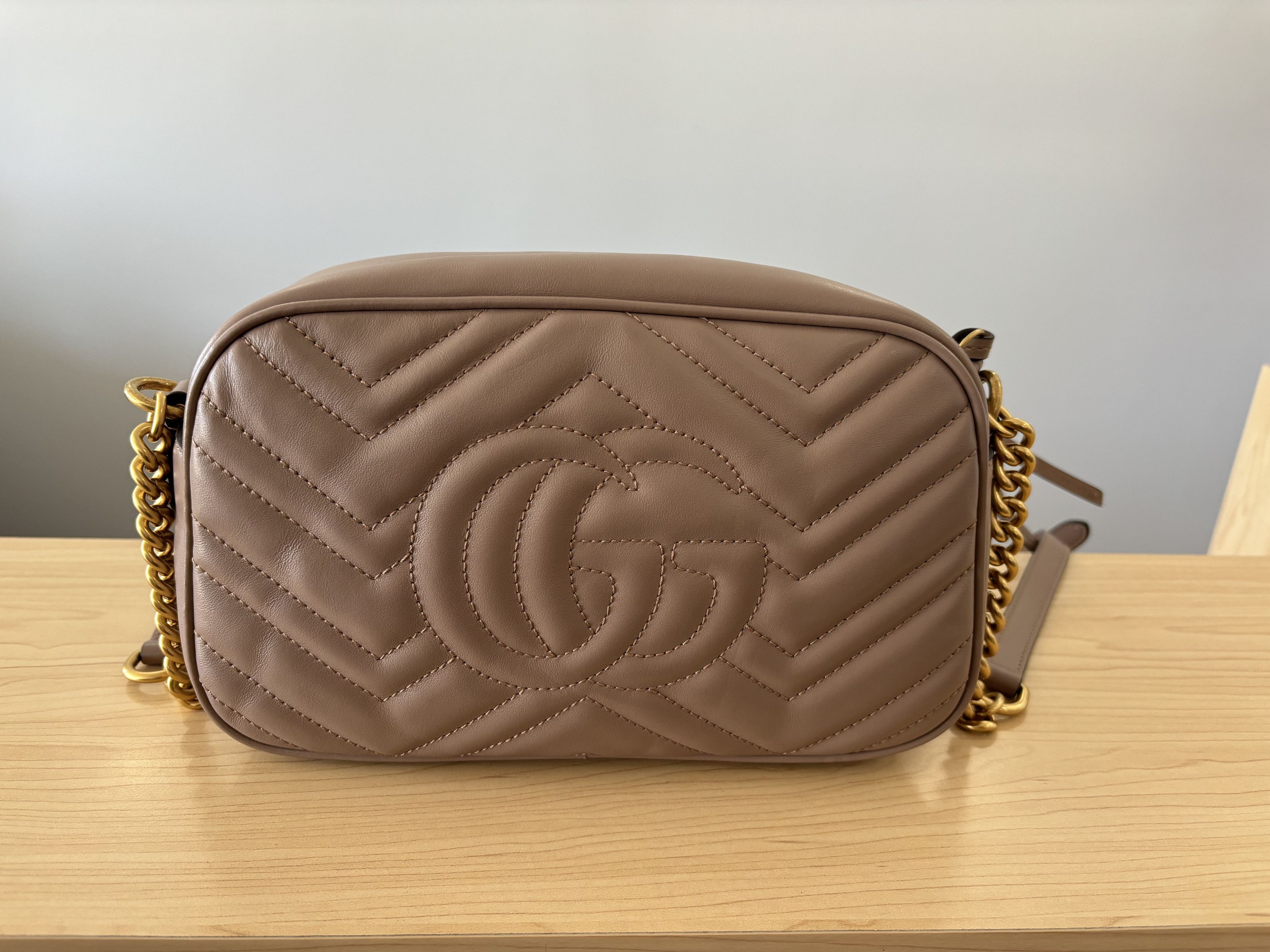 Gucci Gucci double G logo Marmont beige crossbody leather bag Size ONE SIZE - 2 Thumbnail