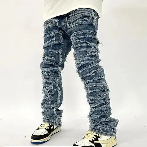 VIBE Hole Ripped Distressed Jeans Size US 32 / EU 48 - 3 Thumbnail
