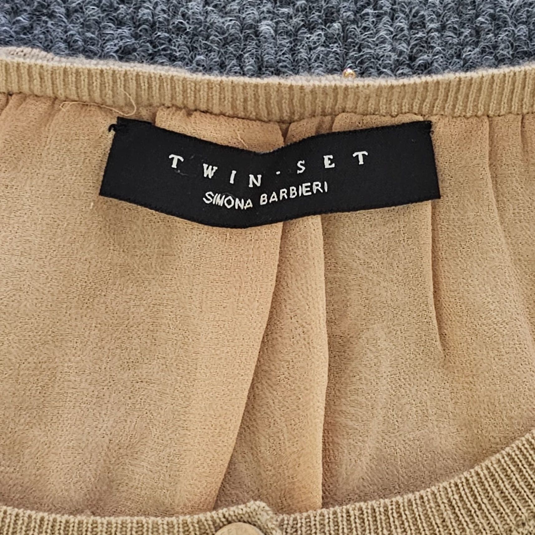 TWINSET TWINSET Cardigan Women Small Beige Wool Beaded Sequins Italy Size S / US 4 / IT 40 - 4 Thumbnail