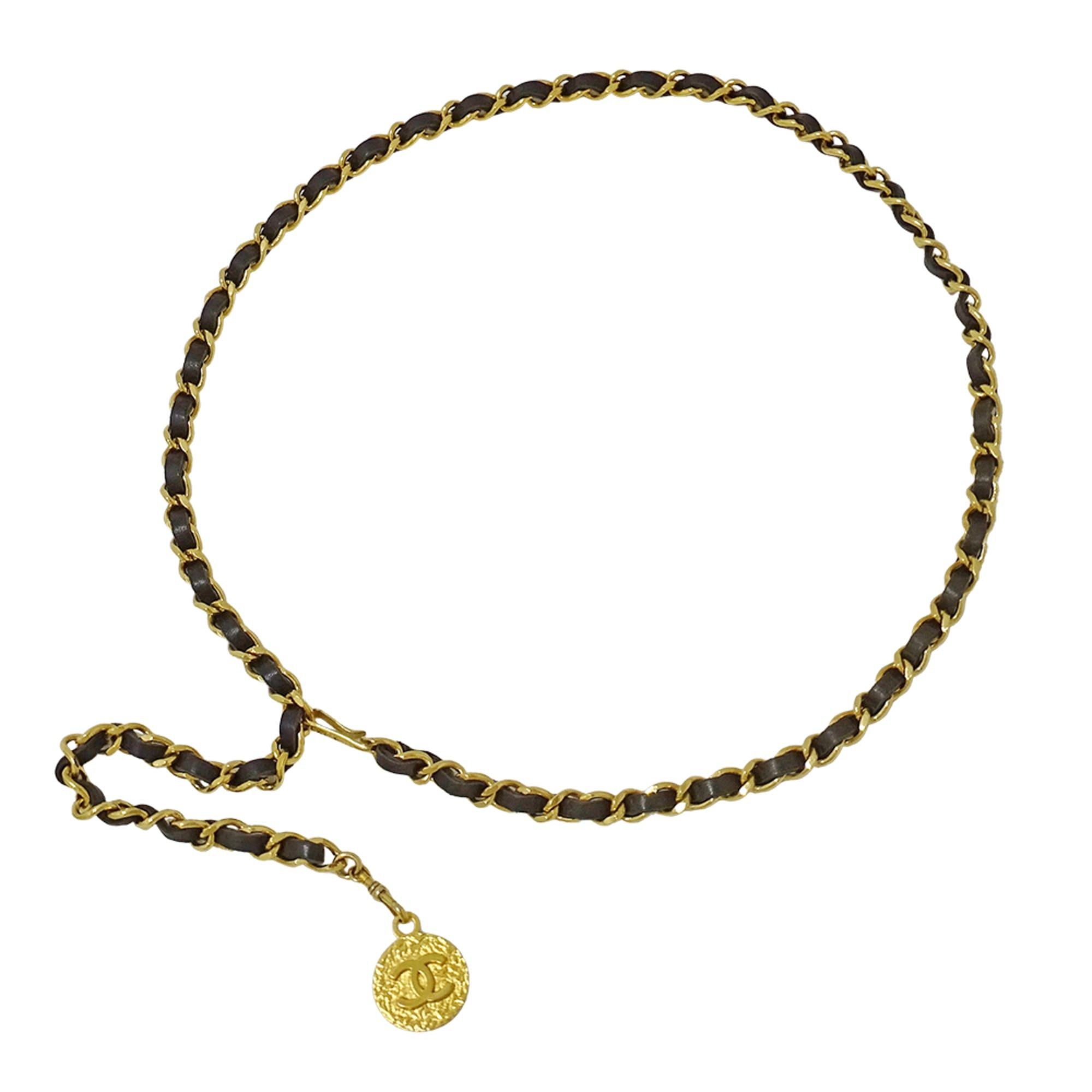 Chanel Chanel Women's Chain Belt, Leather, Black with Gold Coco Mark Size ONE SIZE - 1 Thumbnail