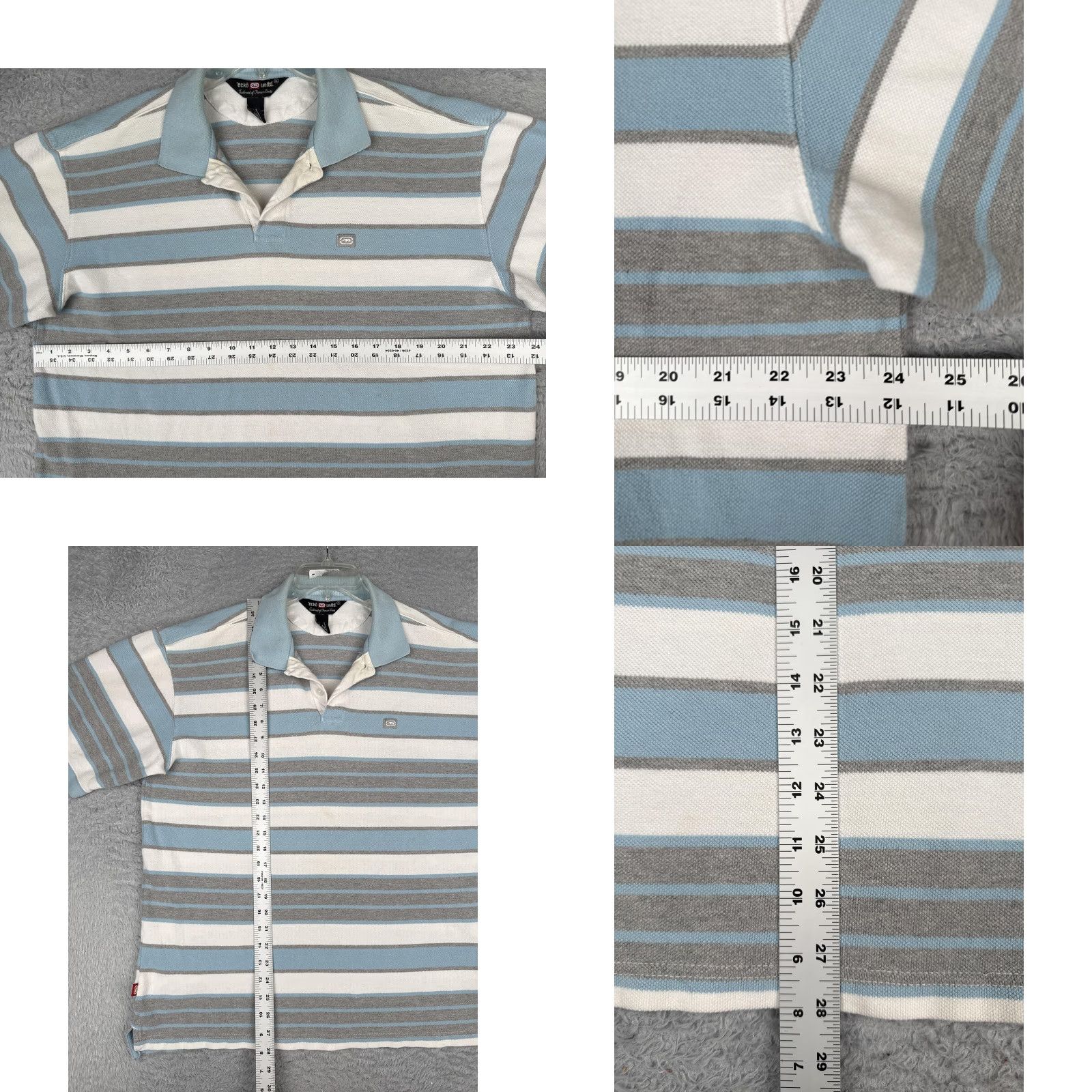 Ecko Unltd. Ecko Unltd Polo Shirt Mens XL Blue Gray Striped Short Sleeve Cotton Logo Casual Size US XL / EU 56 / 4 - 8 Thumbnail