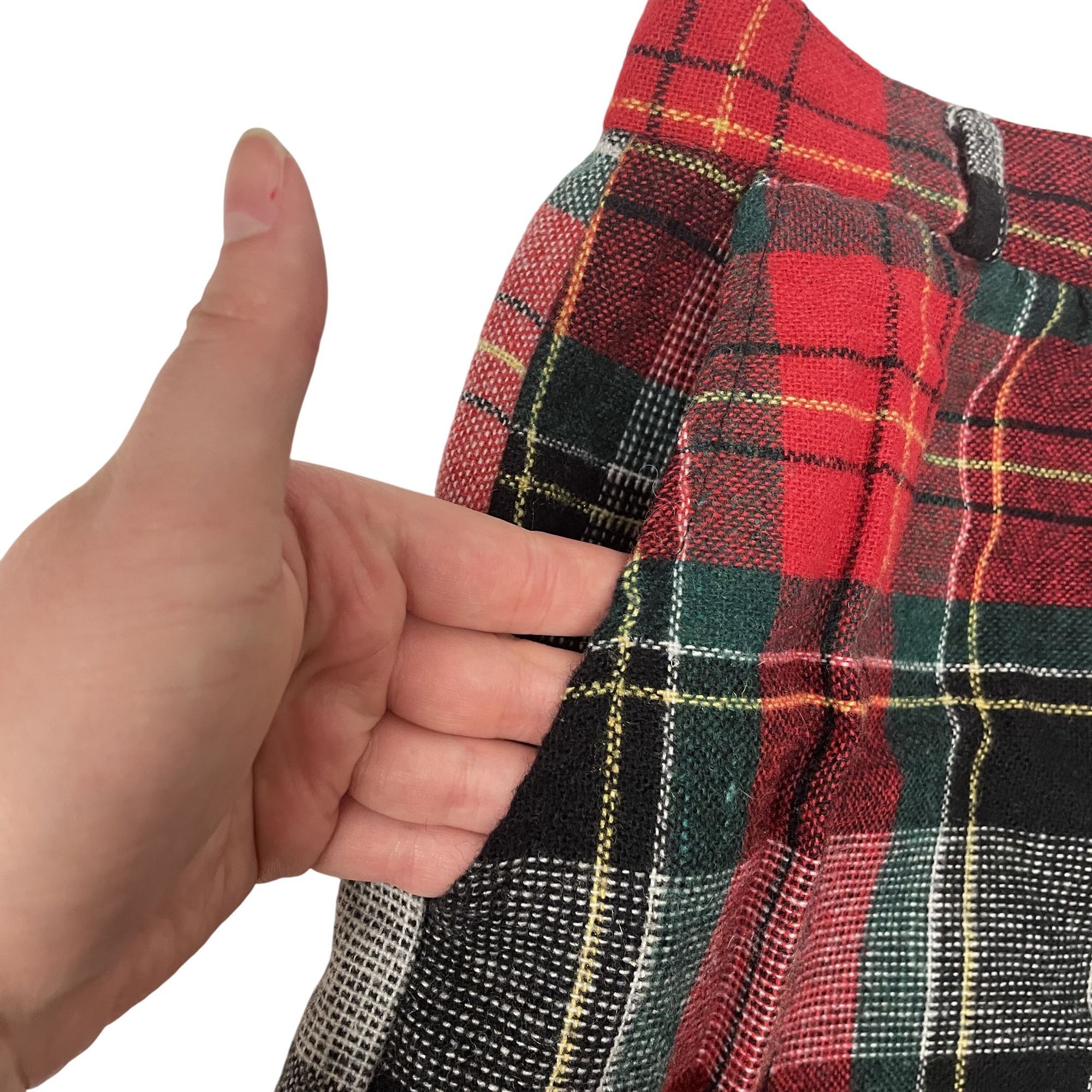 Other Vtg PLAID Thick Wool Tweed MoD Preppy Christmas Skirt Size 30" / US 8 / IT 44 - 3 Thumbnail
