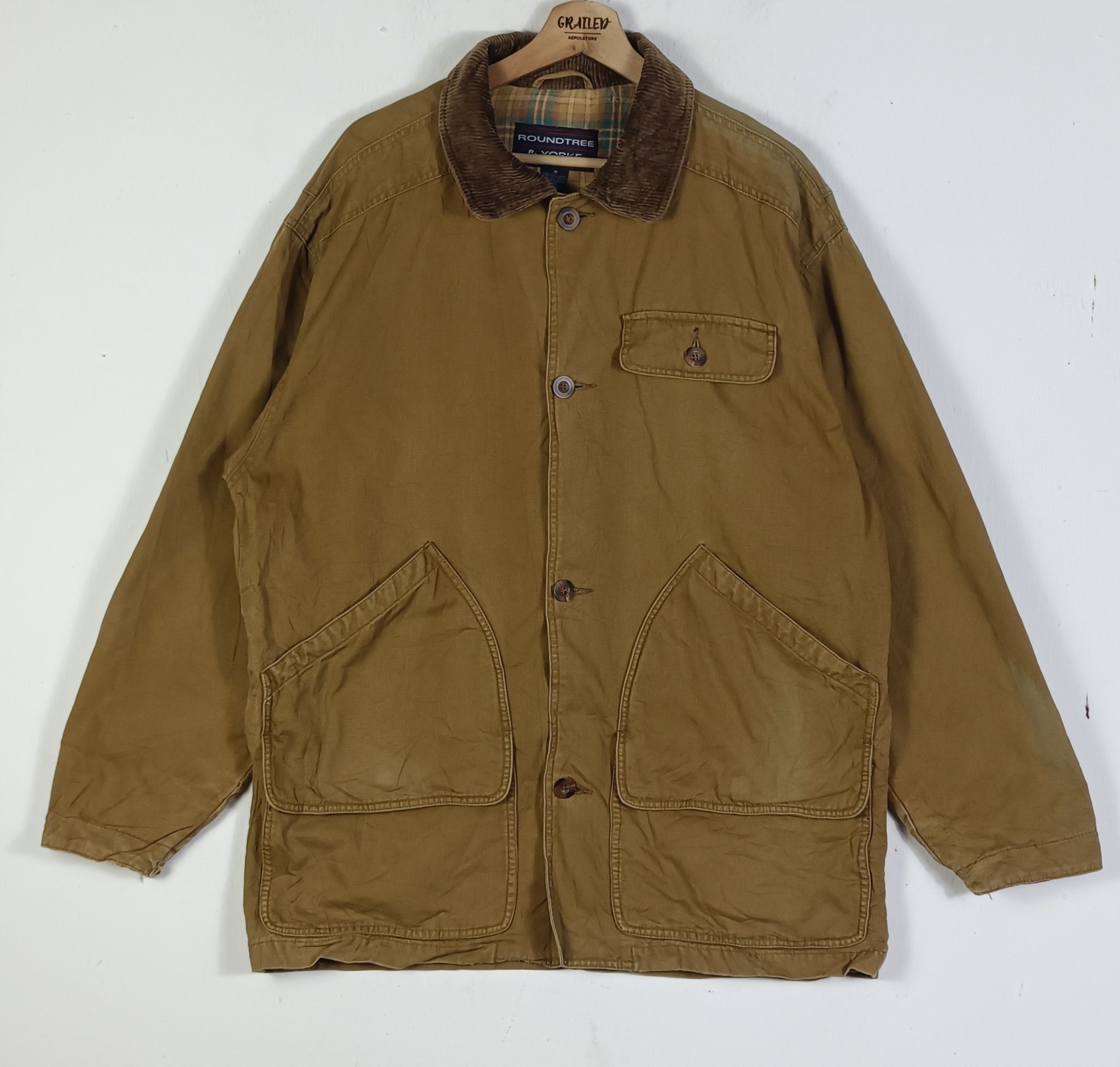 Roundtree & Yorke Vintage 🔥 RoundTree And Yorke Mens Browns Chore Jacket Size US L / EU 52-54 / 3 - 1 Thumbnail