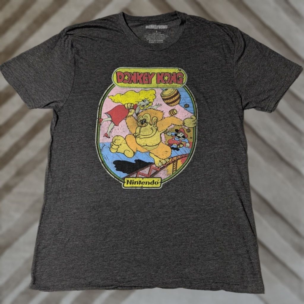 Nintendo DONKEY KONG NINTENDO Men Large Gray Heather Retro Gaming T-Shirt Size US L / EU 52-54 / 3 - 1 Thumbnail